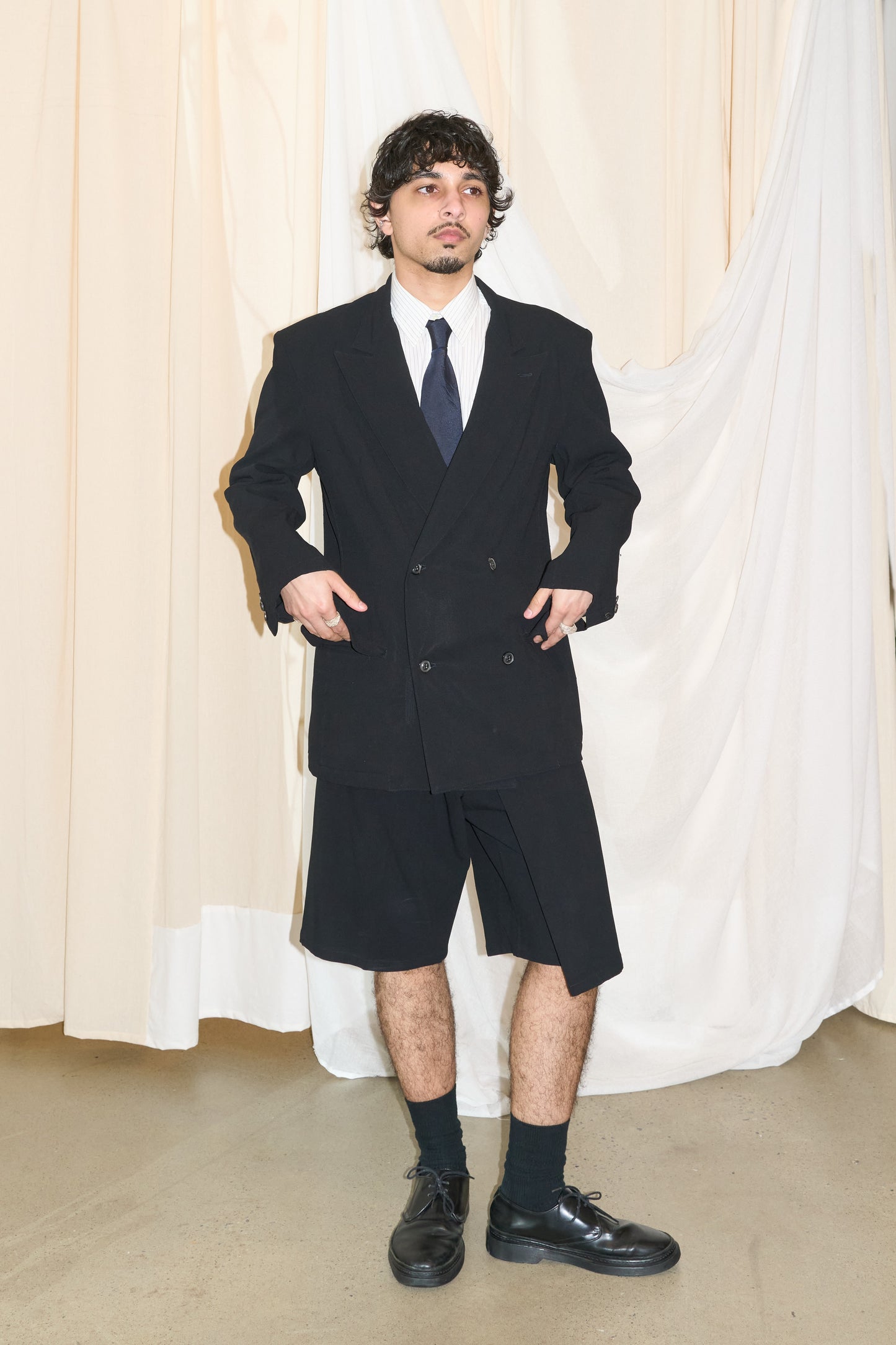 Yohji Yamamoto Y's double breasted asymmetrical skort suit
