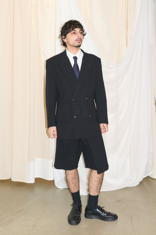 Yohji Yamamoto Y's double breasted asymmetrical skort suit