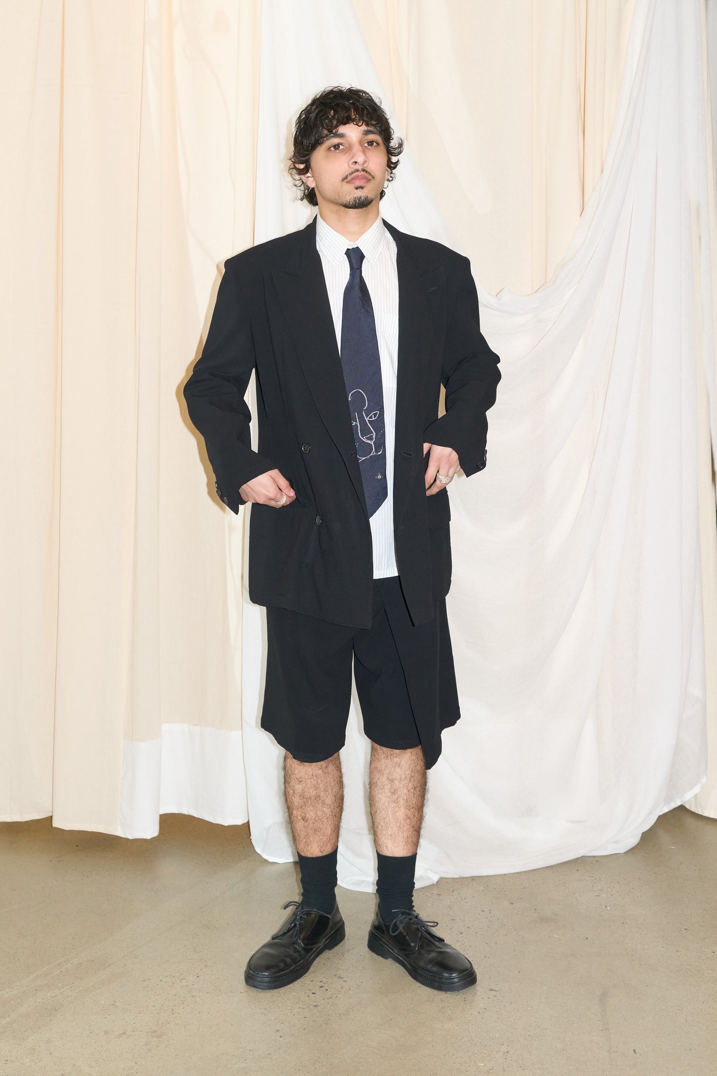 Yohji Yamamoto Y's double breasted asymmetrical skort suit