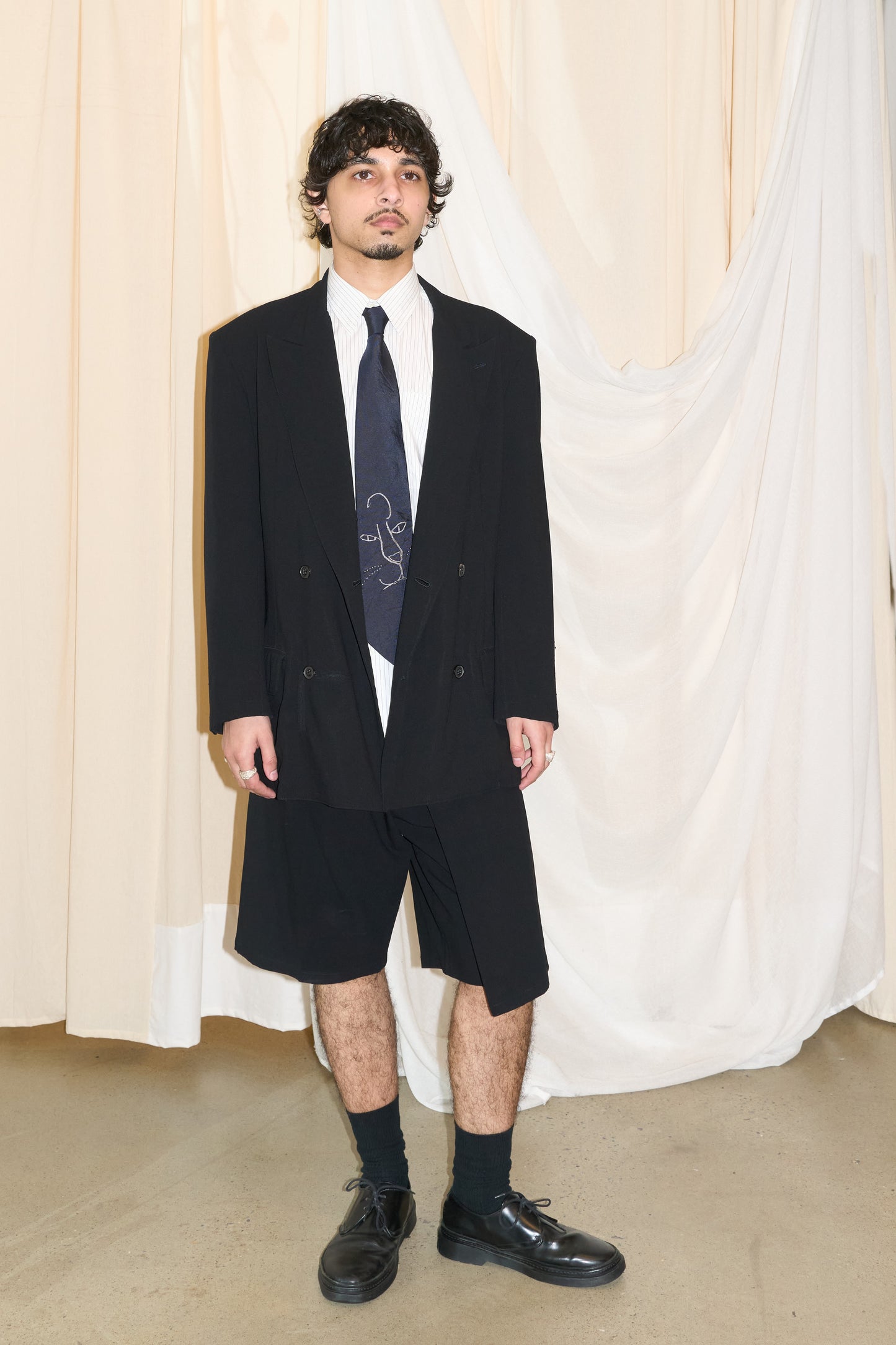 Yohji Yamamoto Y's double breasted asymmetrical skort suit