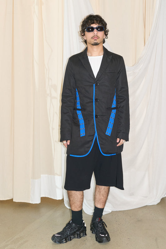 John Undercover padded blazer with blue tape accents