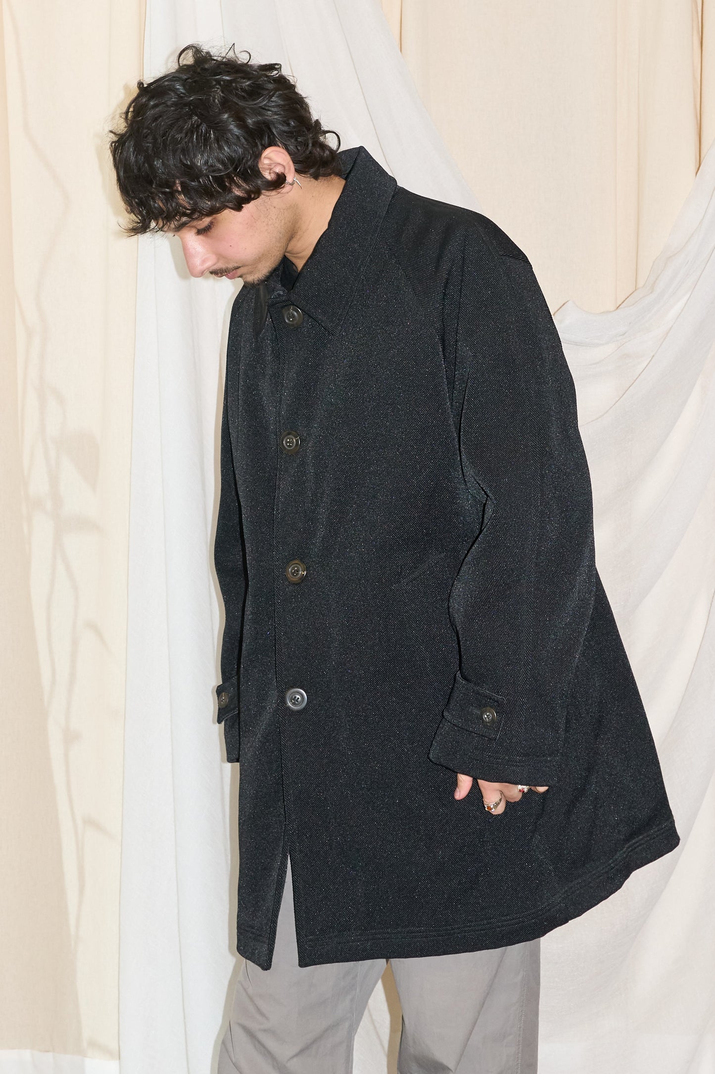 Kenzo Homme 1990s ballistic nylon quilted car coat