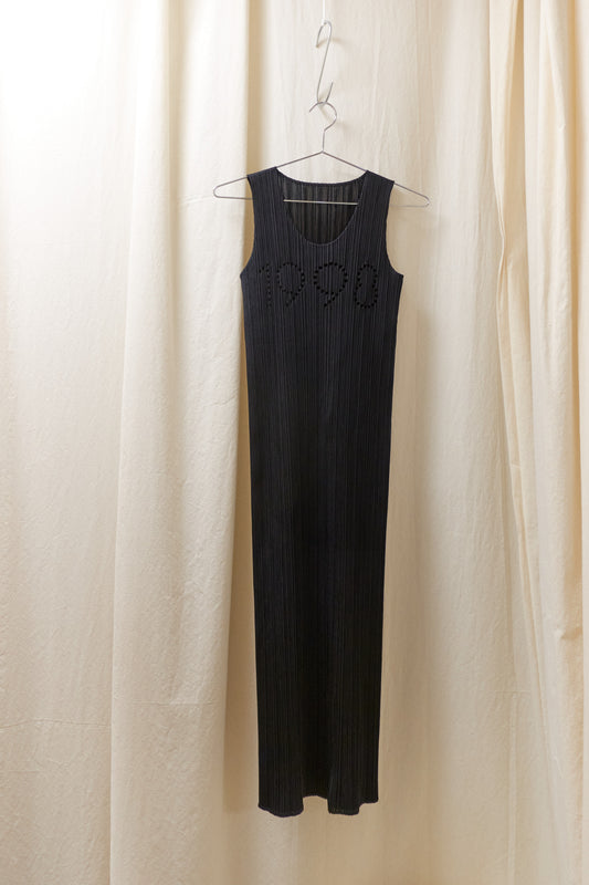 Issey Miyake Pleats Please cutout '1998' black pleated dress