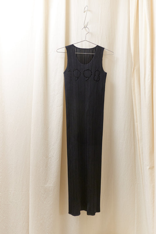 Issey Miyake Pleats Please cutout '1998' black pleated dress