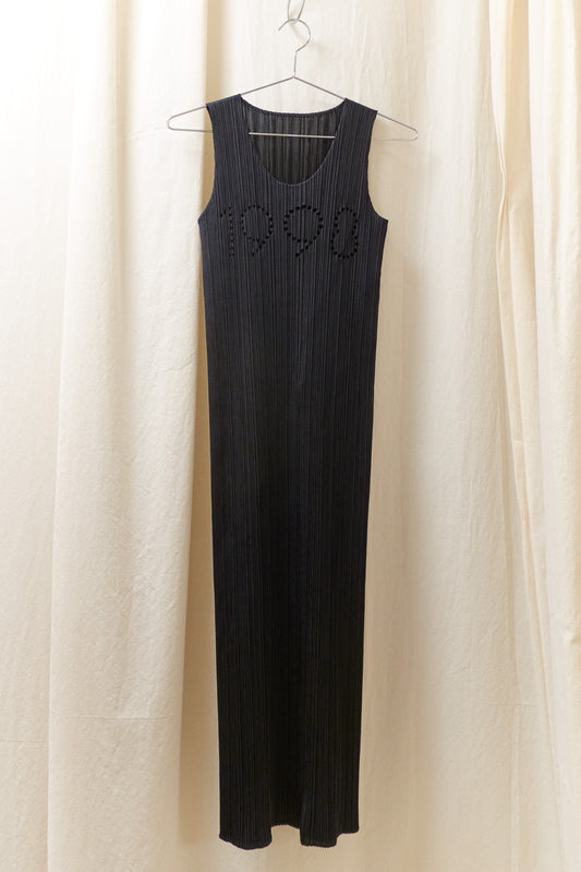 Issey Miyake Pleats Please cutout '1998' black pleated dress