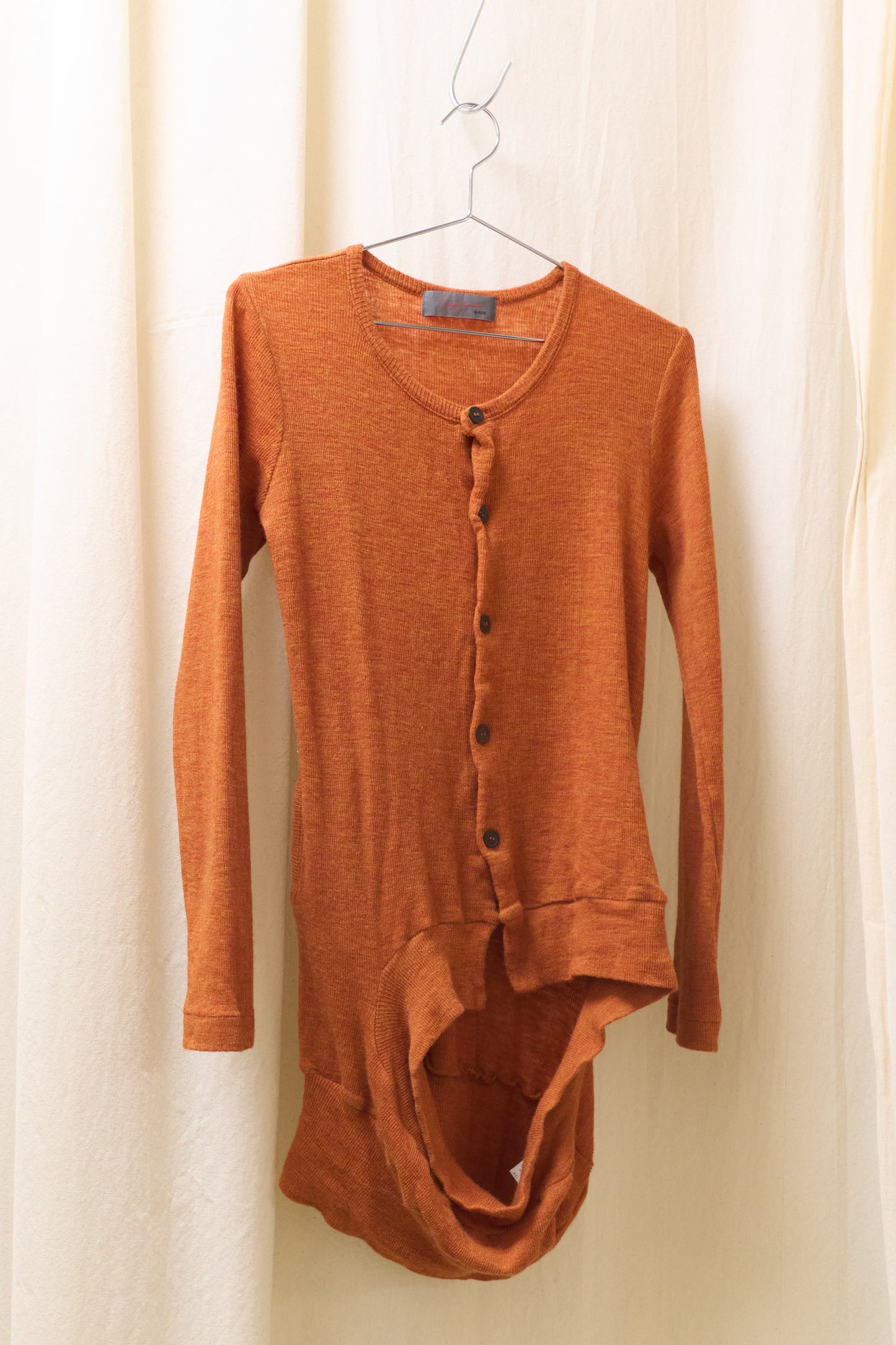 Yohji Yamamoto +Noir orange knit cardigan with opening