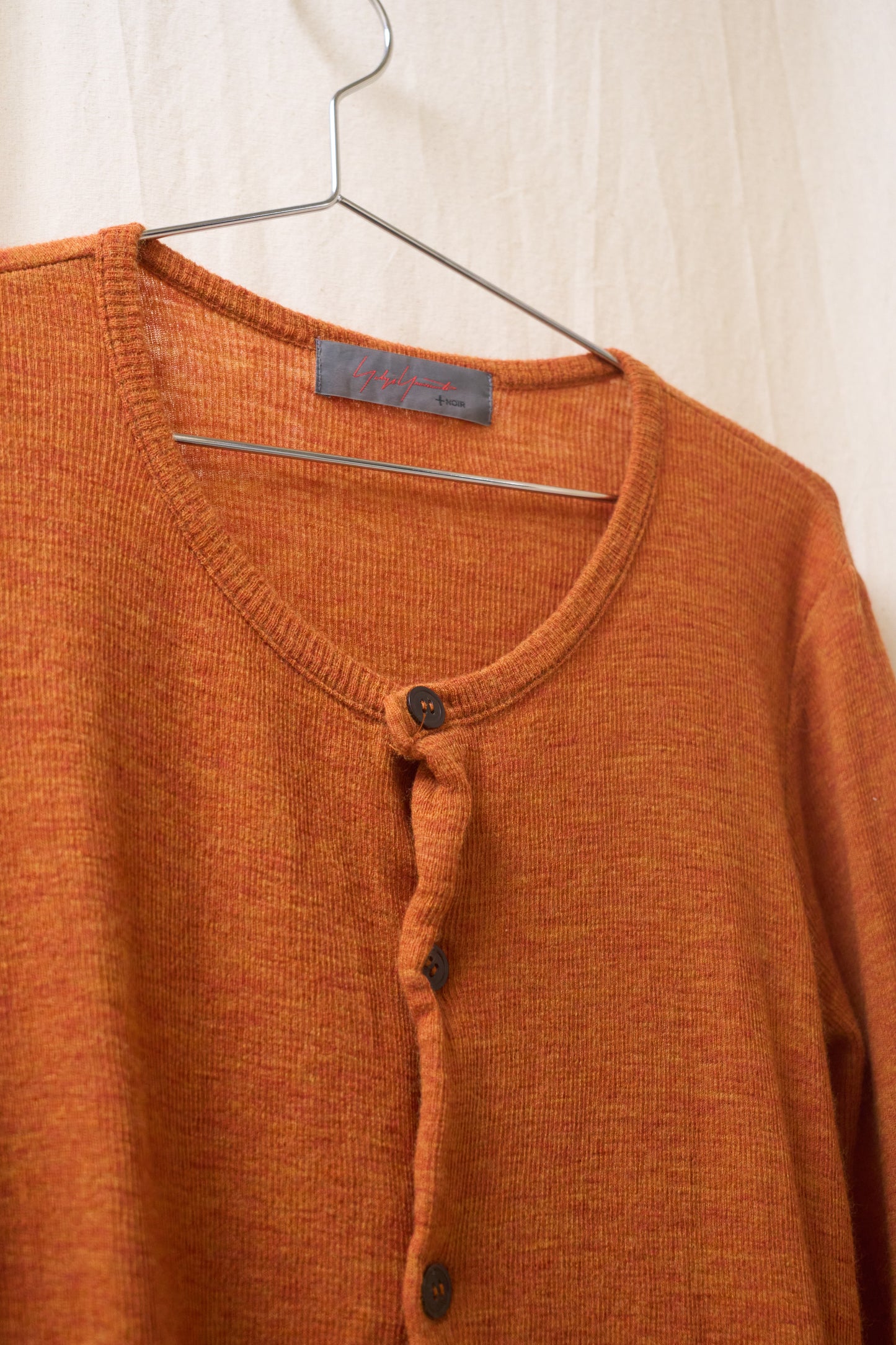 Yohji Yamamoto +Noir orange knit cardigan with opening