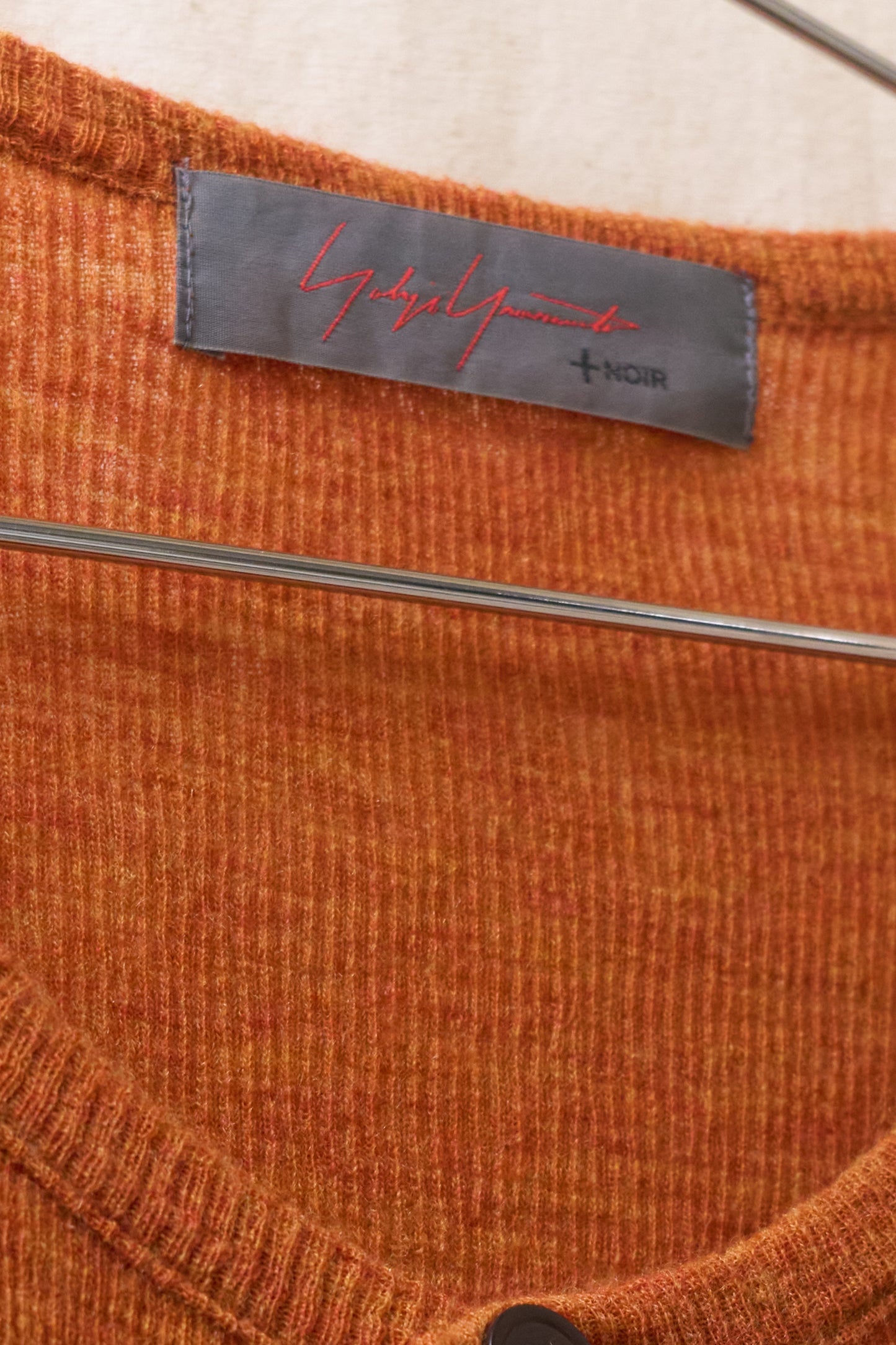 Yohji Yamamoto +Noir orange knit cardigan with opening