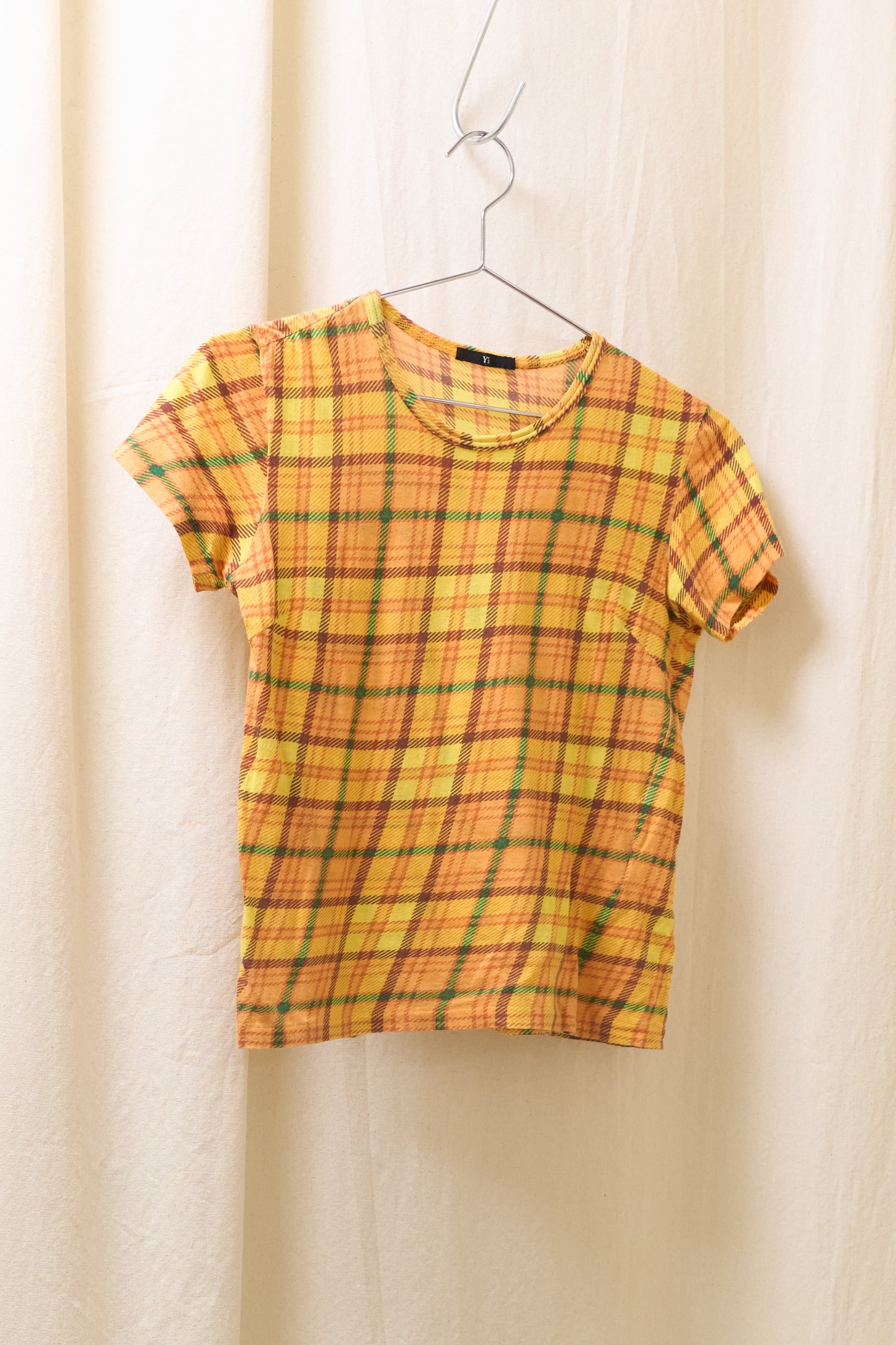 Yohji Yamamoto Y’s stretchy plaid t-shirt