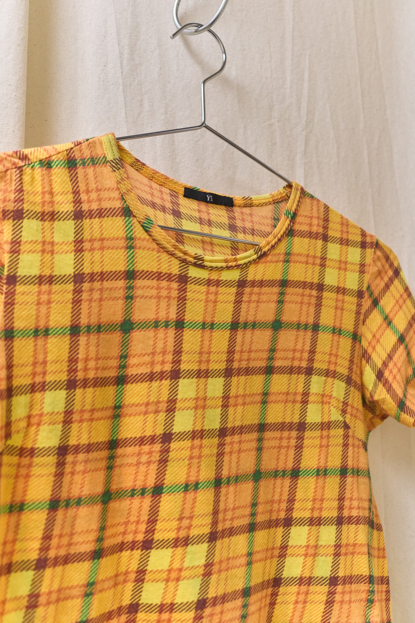 Yohji Yamamoto Y’s stretchy plaid t-shirt