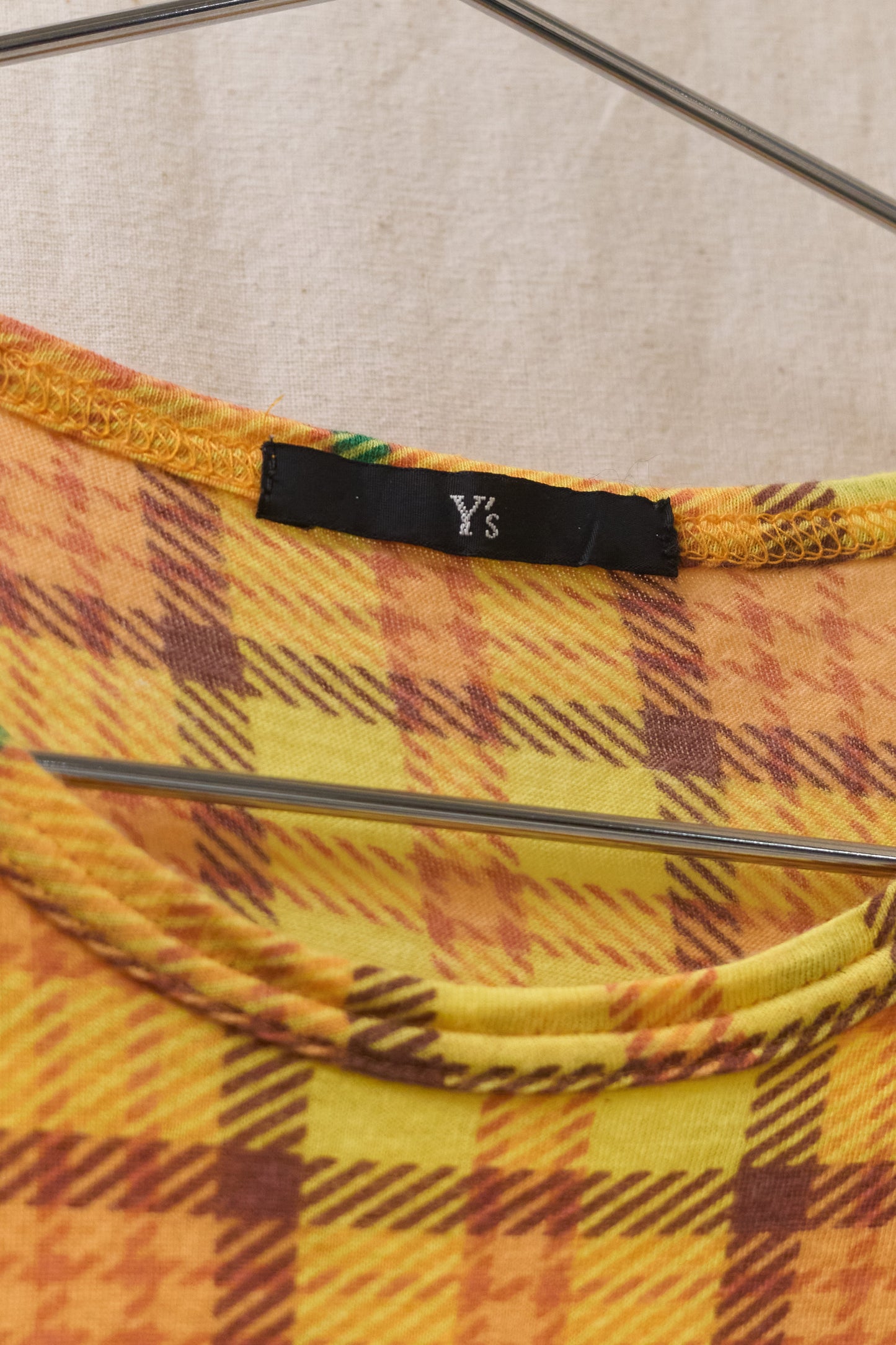 Yohji Yamamoto Y’s stretchy plaid t-shirt