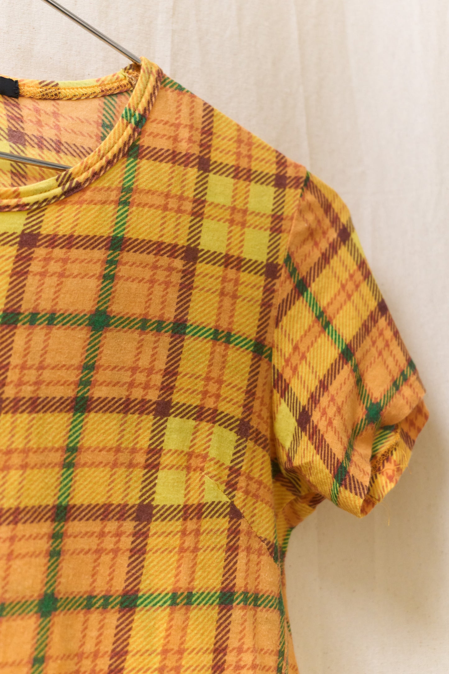 Yohji Yamamoto Y’s stretchy plaid t-shirt