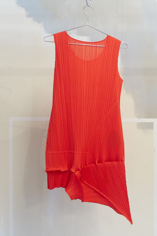 Issey Miyake Pleats Please  red tunic / mini dress