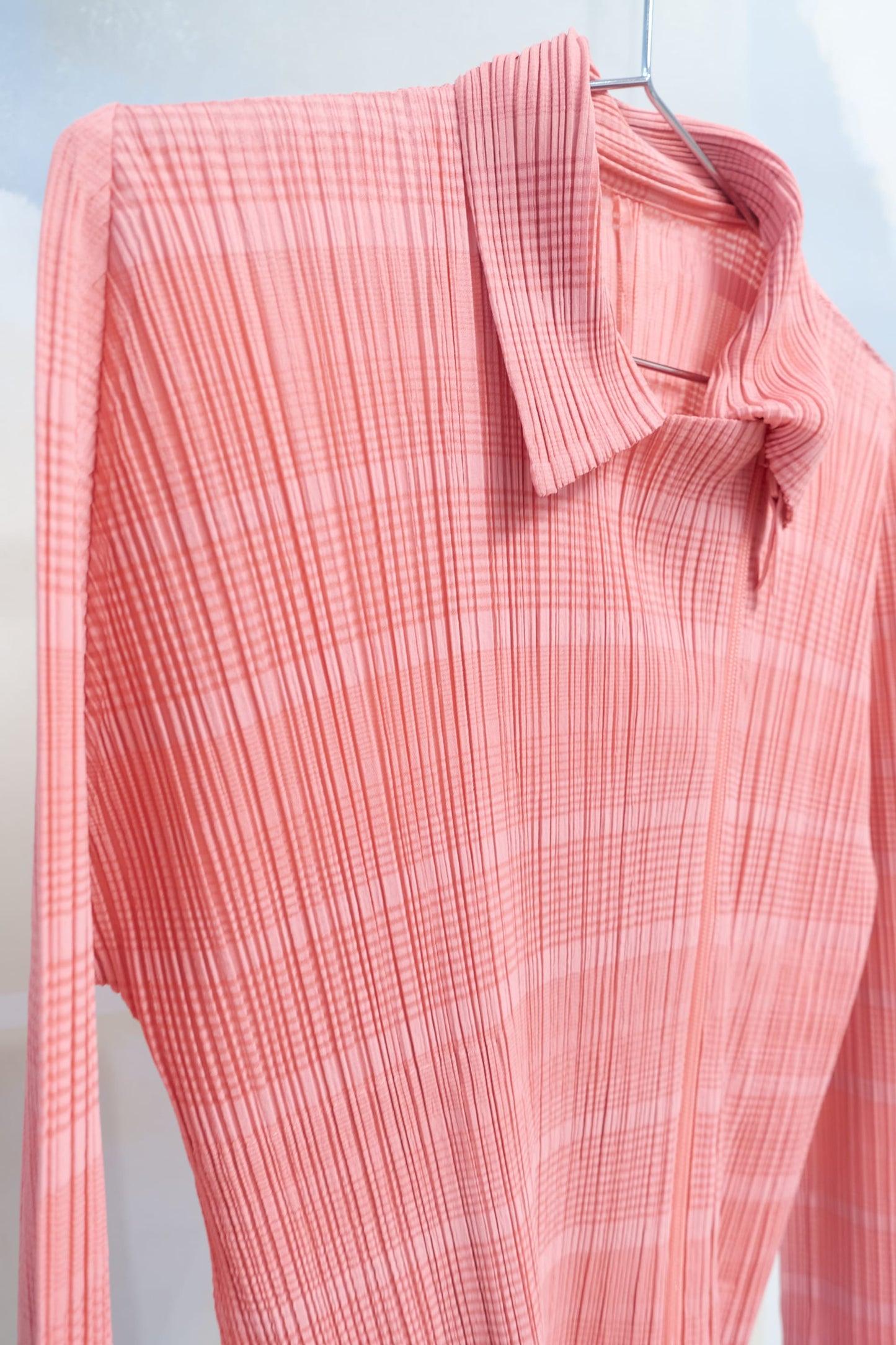 Issey Miyake Pleats Please pink pleated zip jacket