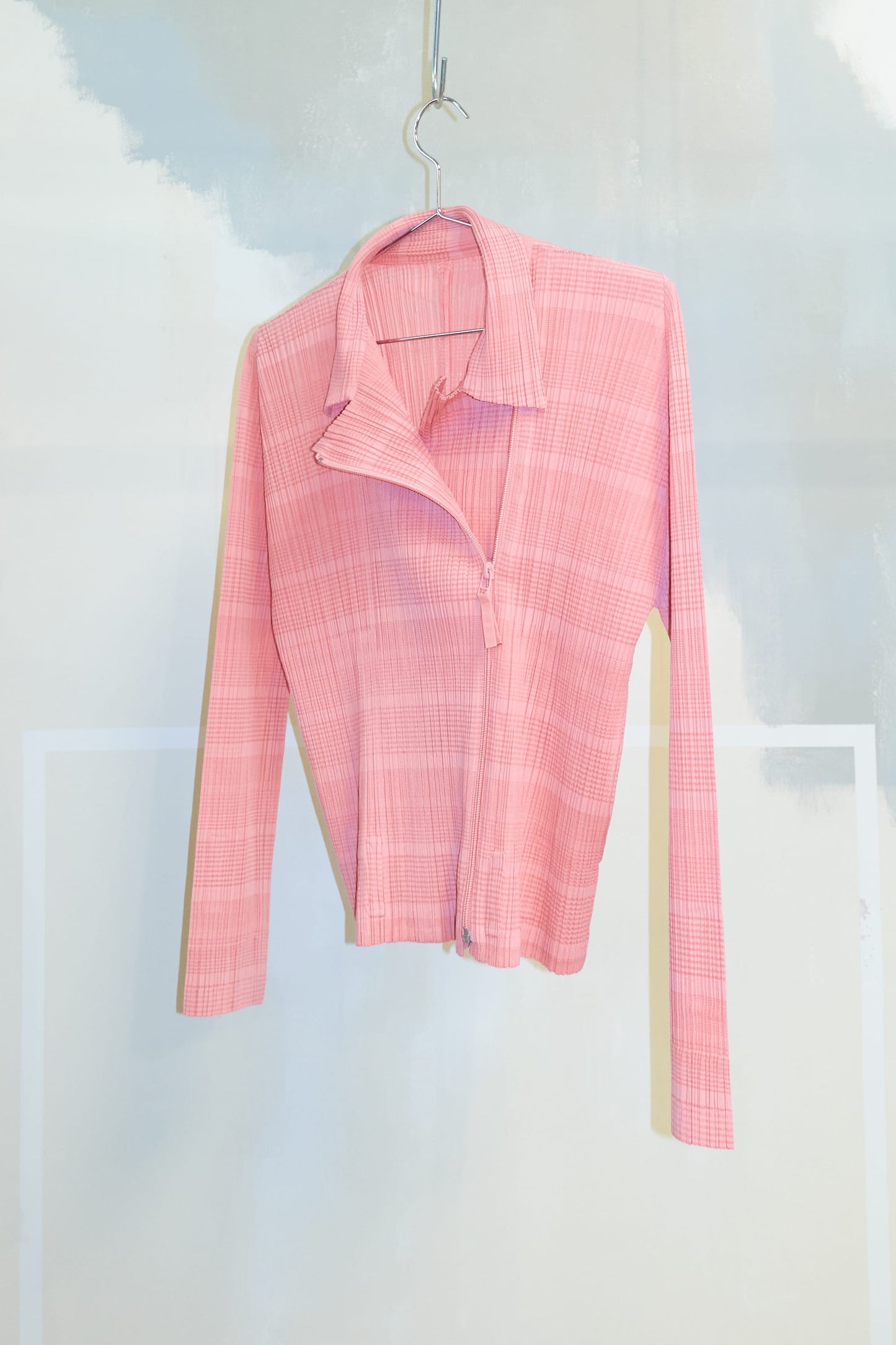 Issey Miyake Pleats Please pink pleated zip jacket