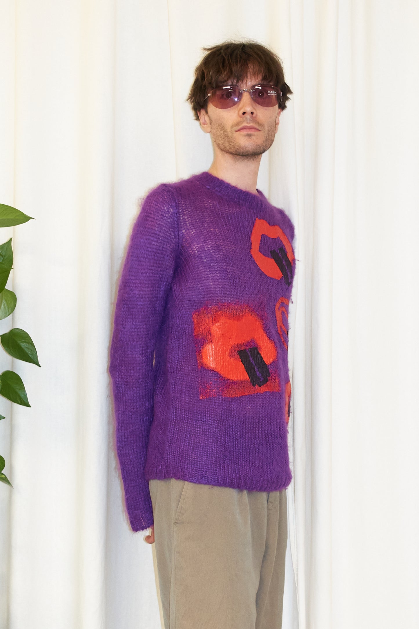 Comme des Garçons 2000 painted lips mohair jumper