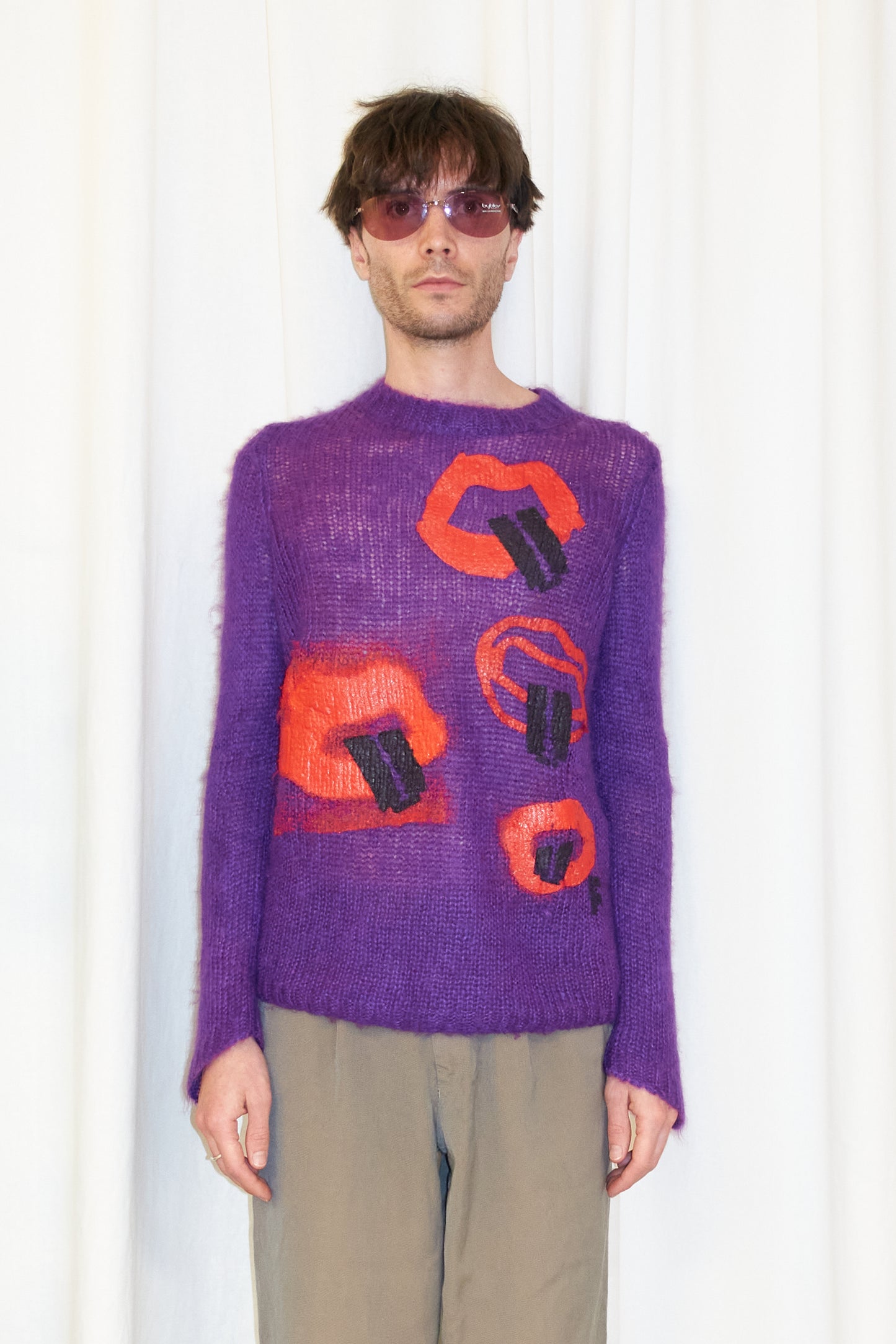 Comme des Garçons 2000 painted lips mohair jumper