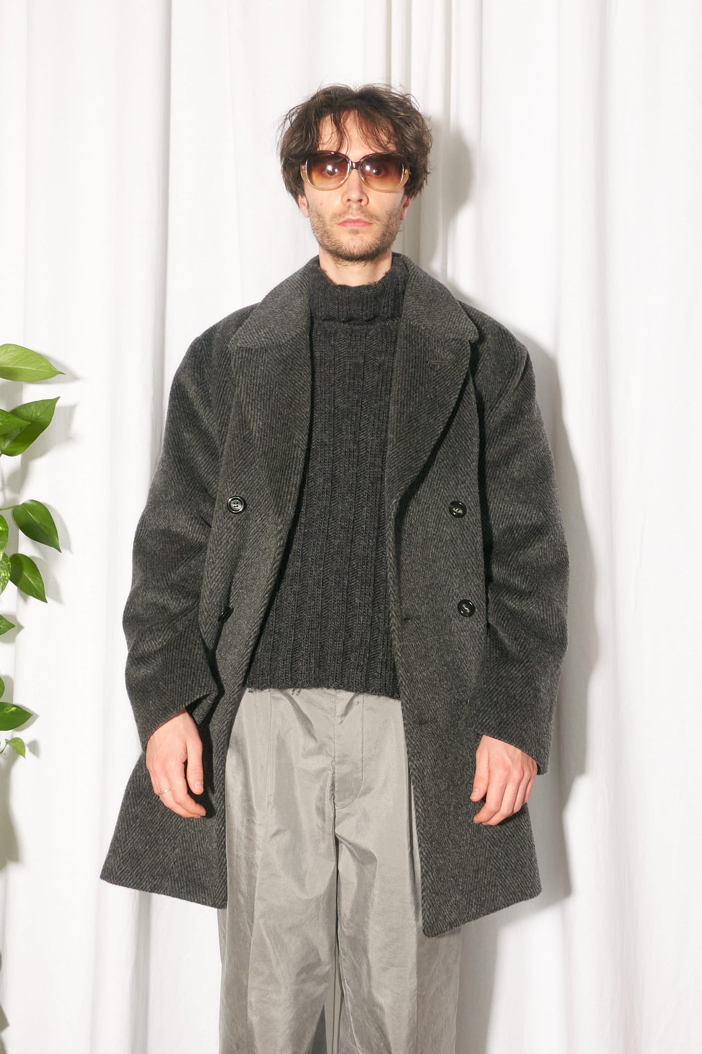 Jun Men double breasted chevron coat