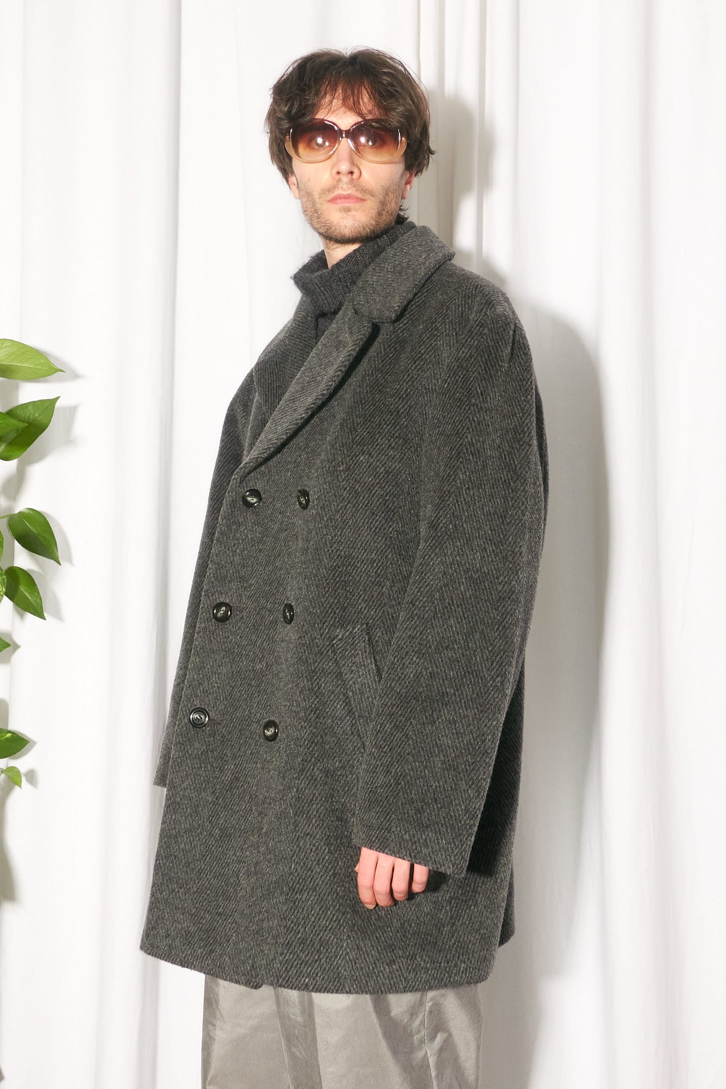 Jun Men double breasted chevron coat