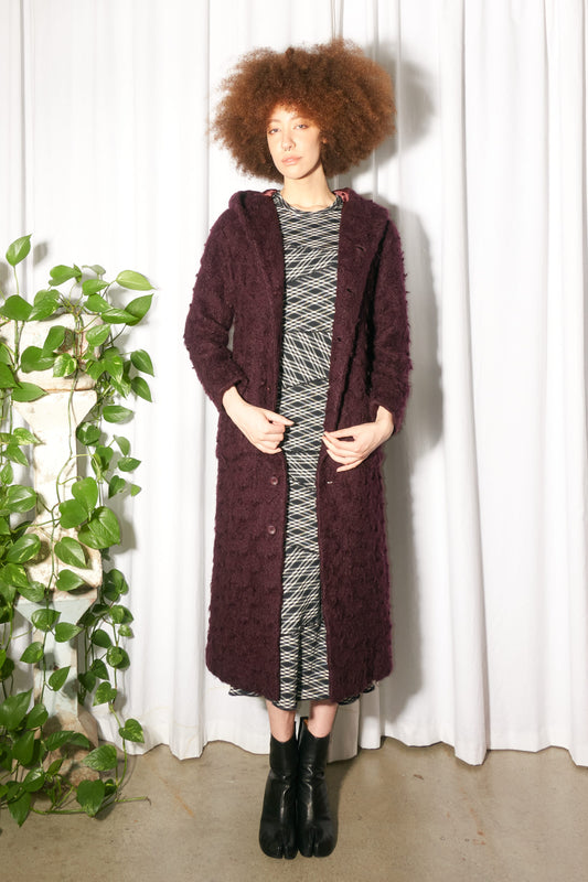 Issey Miyake Plantation shaggy hooded coat