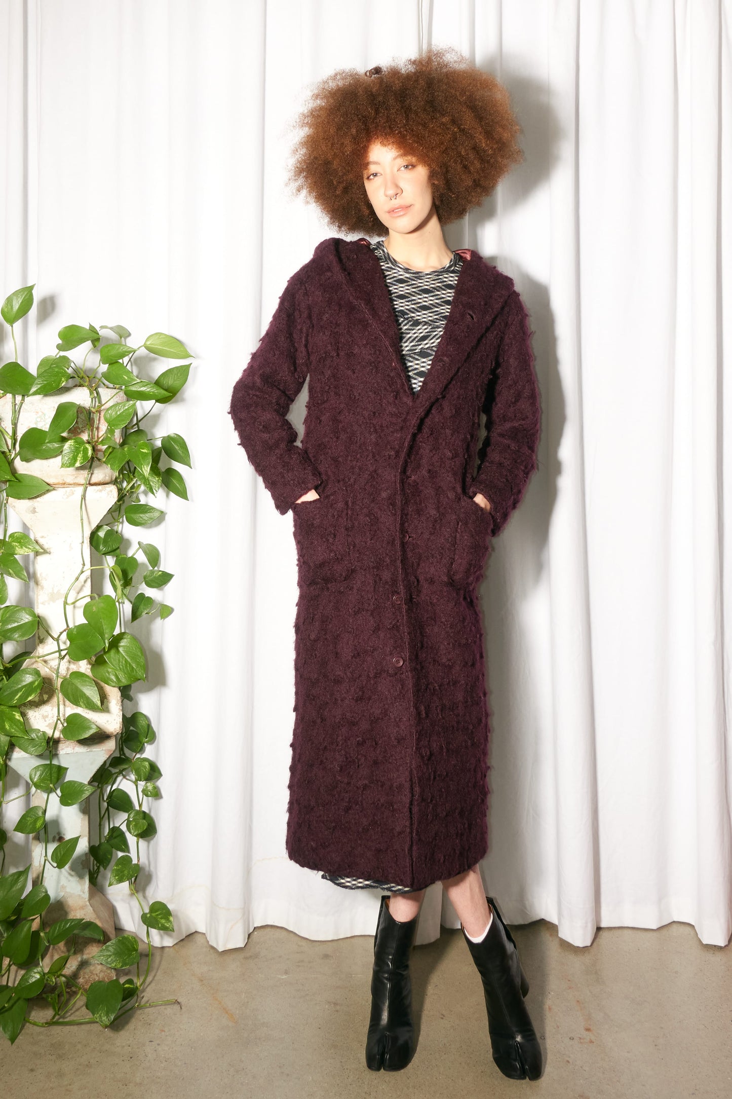 Issey Miyake Plantation shaggy hooded coat