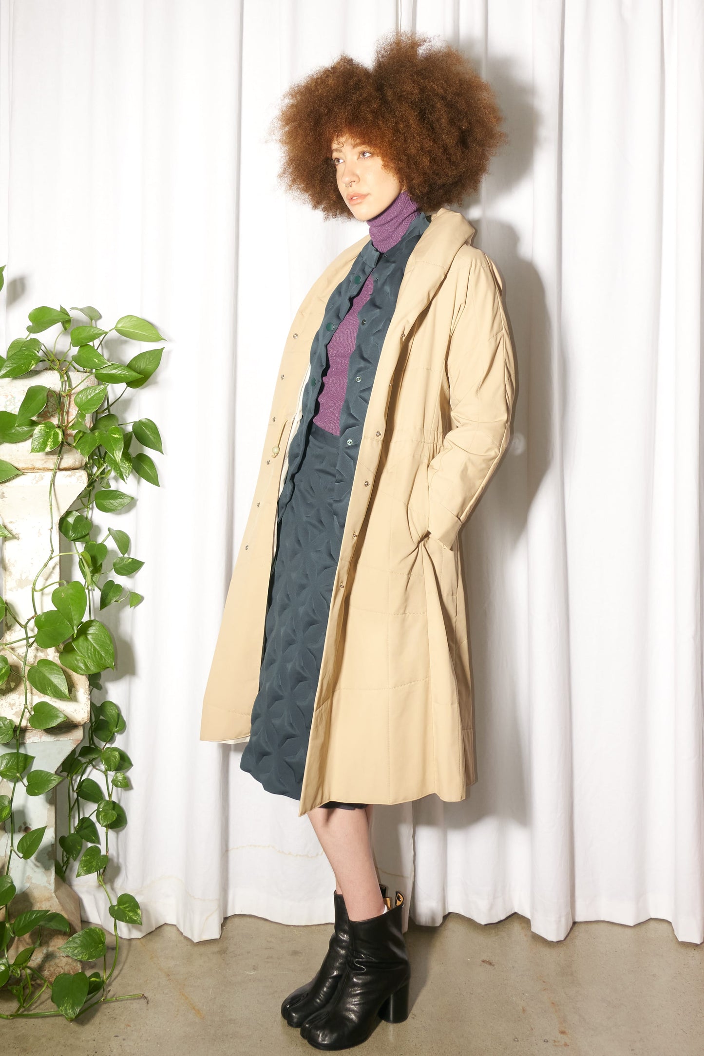 Issey Miyake Pleats Please padded hooded coat