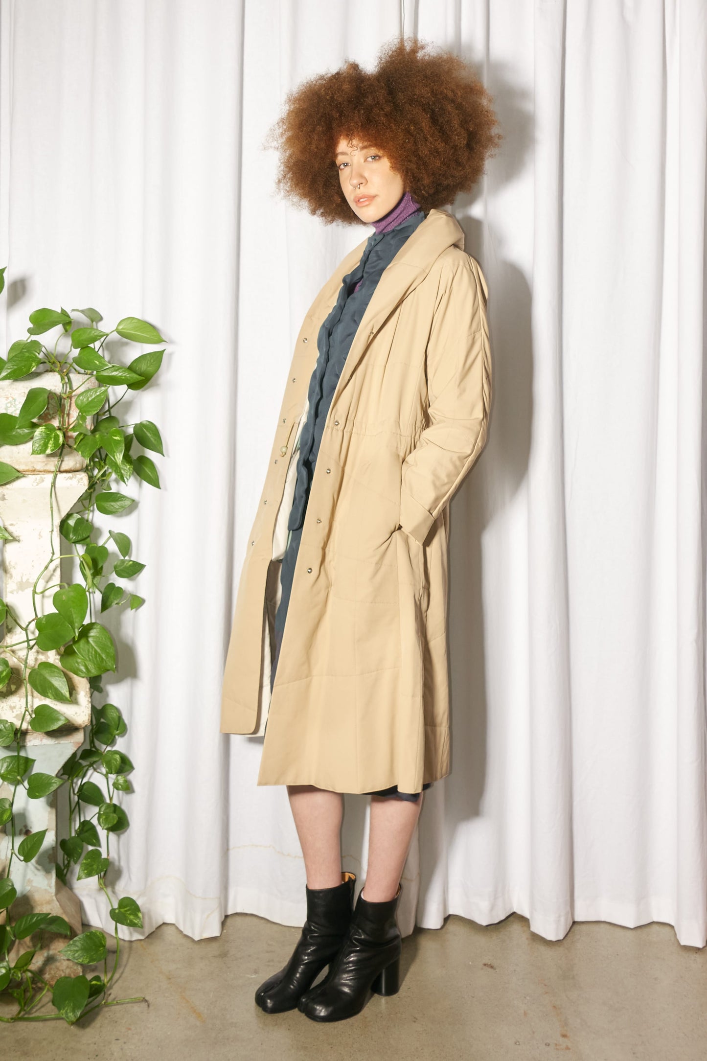 Issey Miyake Pleats Please padded hooded coat