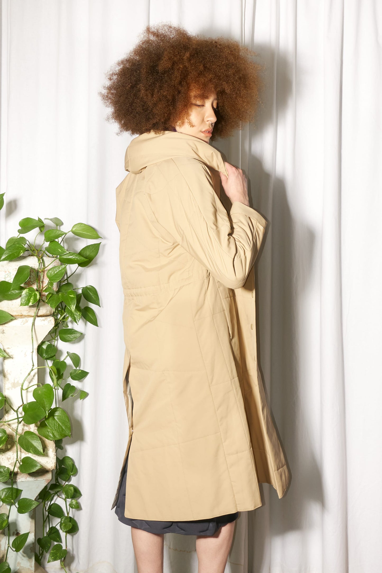 Issey Miyake Pleats Please padded hooded coat