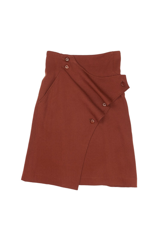 Issey Miyake 1980s wool wrap drape skirt