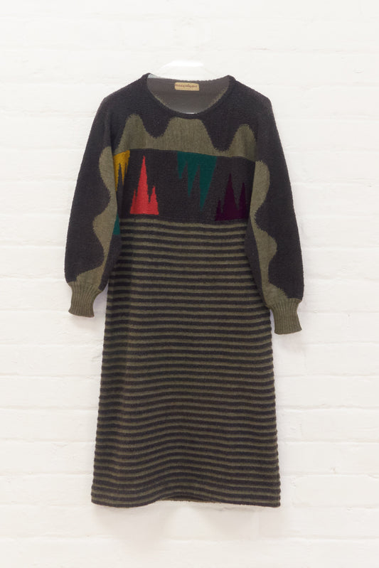 Issey Miyake all style co. graphic knit jumper dress c.1970 - 80s