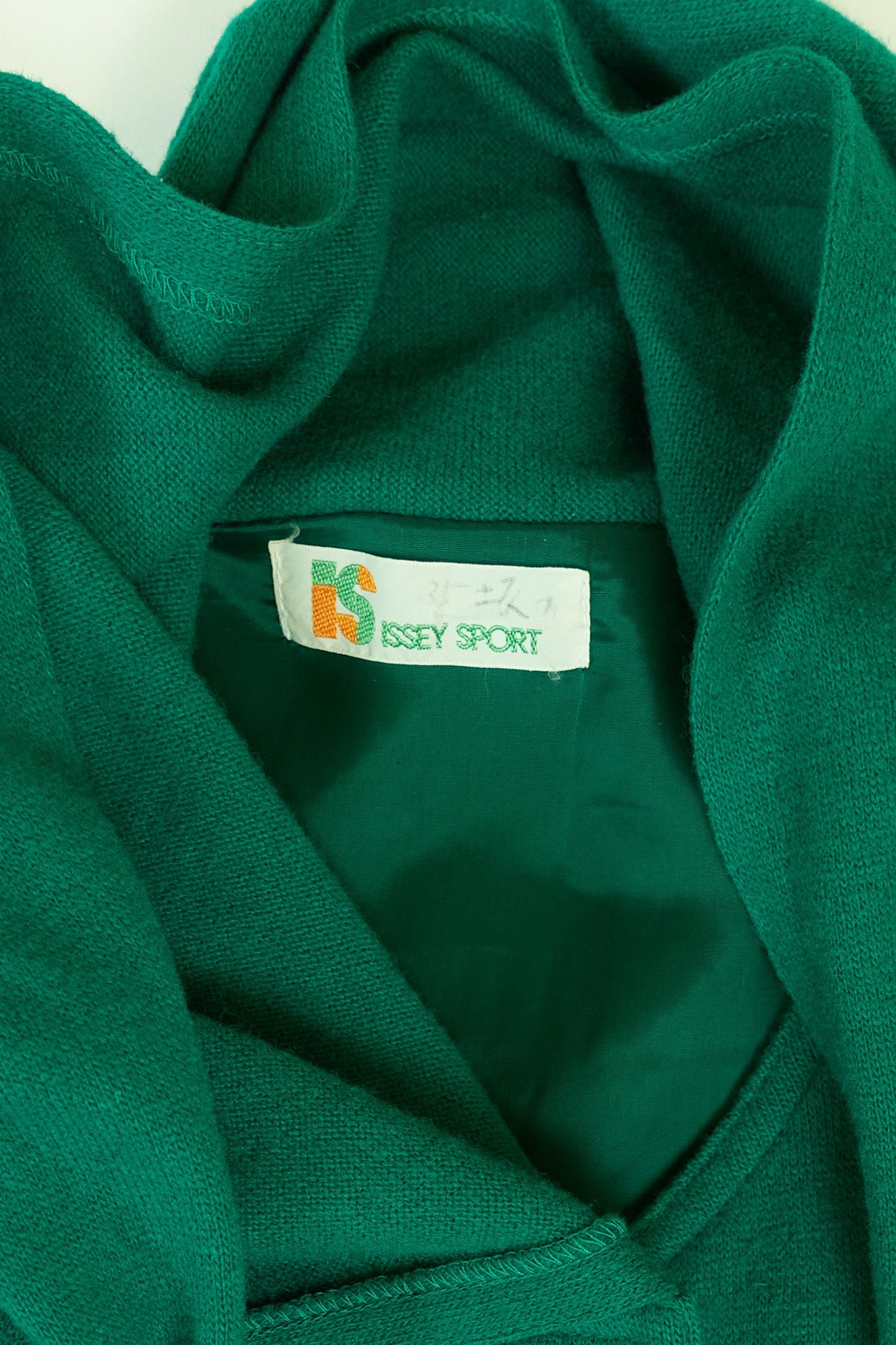 Issey Sport c.1970-80s wool dress with built in scarf & repairs by Mineral Tufts