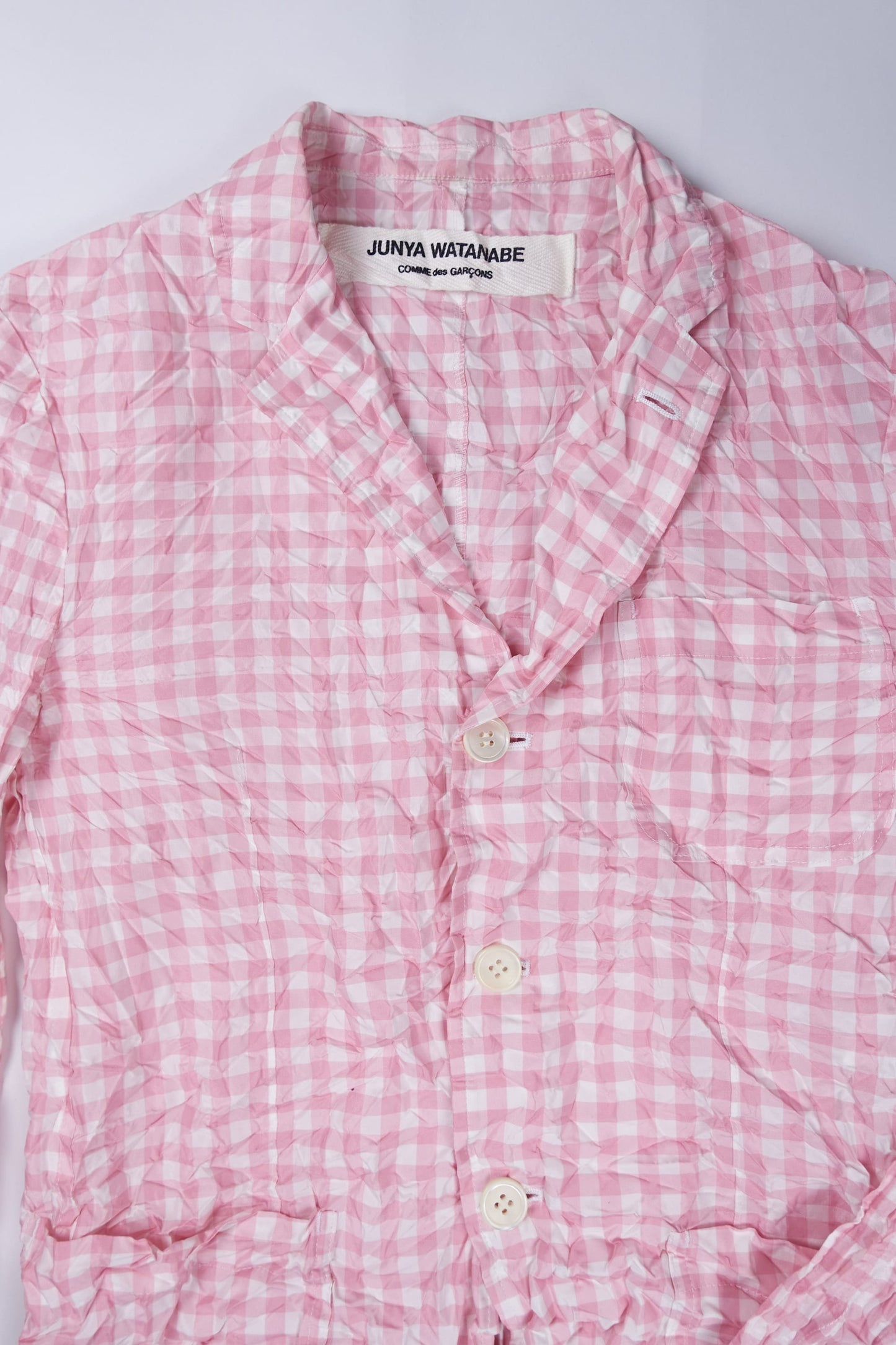 Junya Watanabe 2008 crinkled gingham lightweight blazer