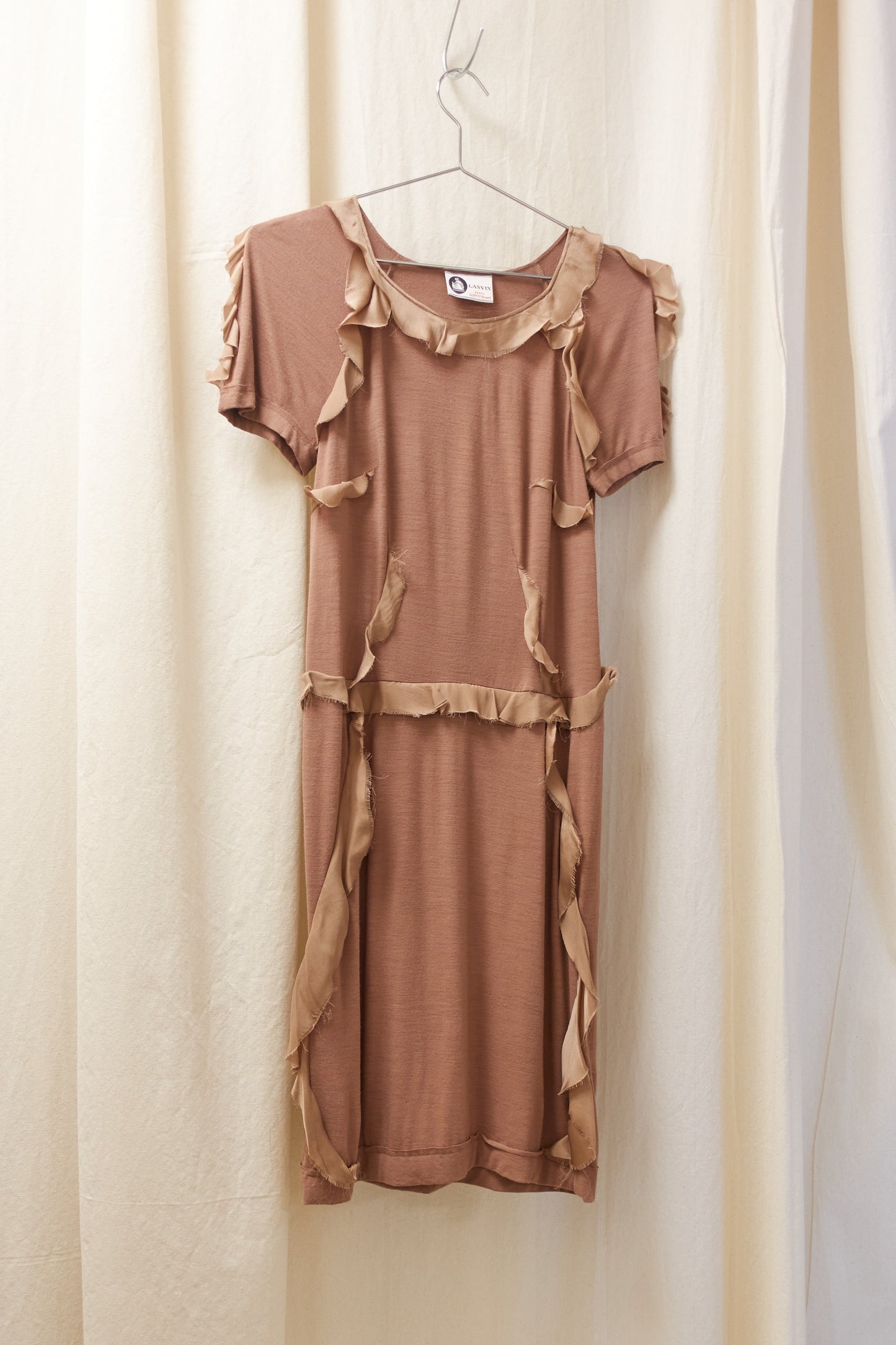 Lanvin short sleeved raw edge jersey dress