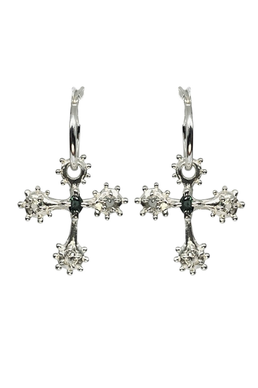 Outcast crucifix hoops