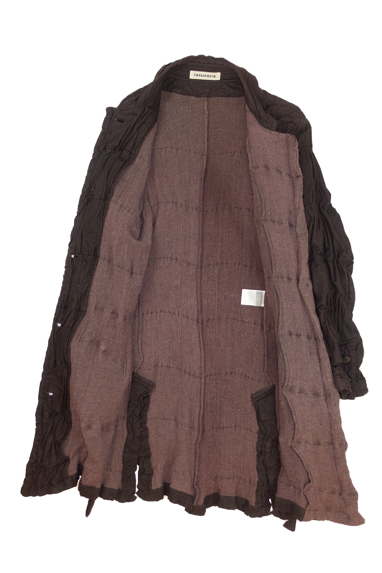 Issey Miyake Permanente shirred coat with waist tie