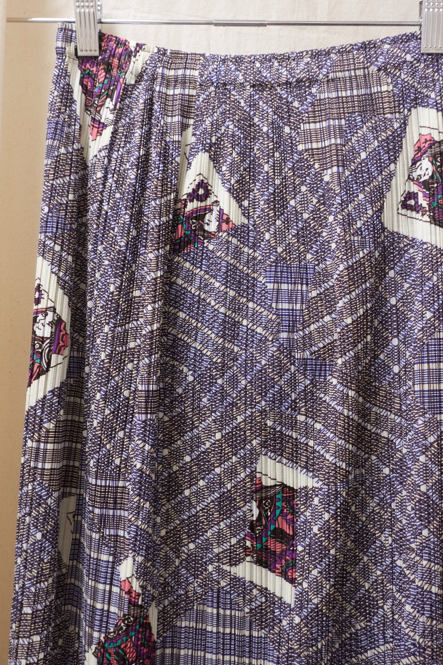 Issey Miyake Pleats Please playing card checked skirt