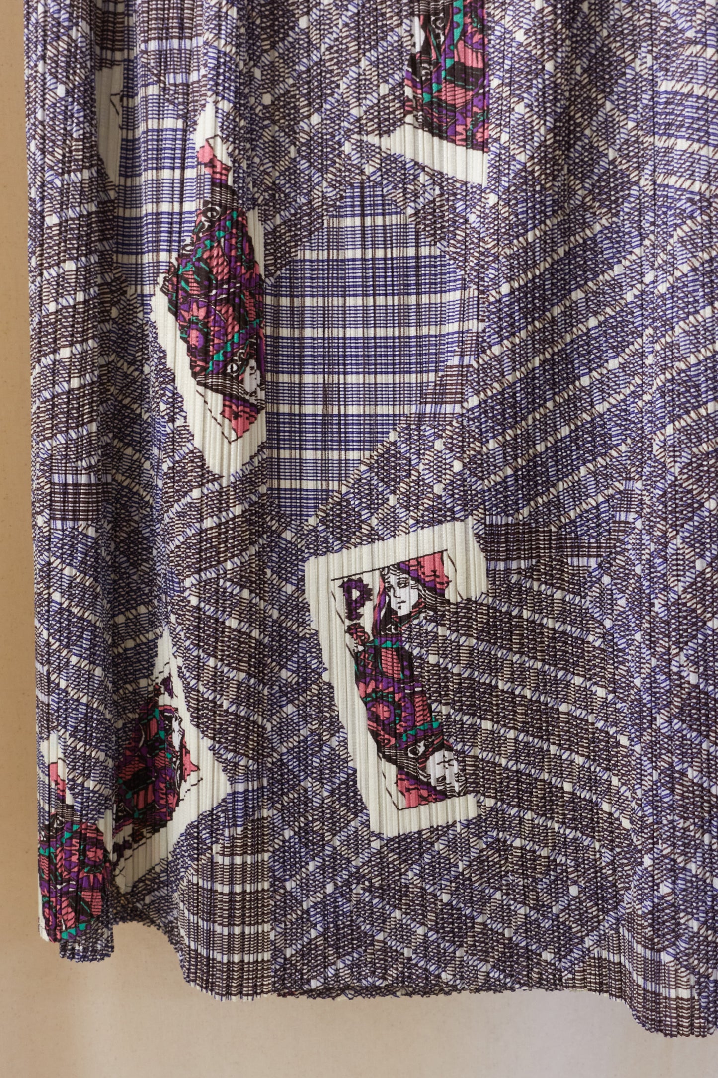 Issey Miyake Pleats Please playing card checked skirt