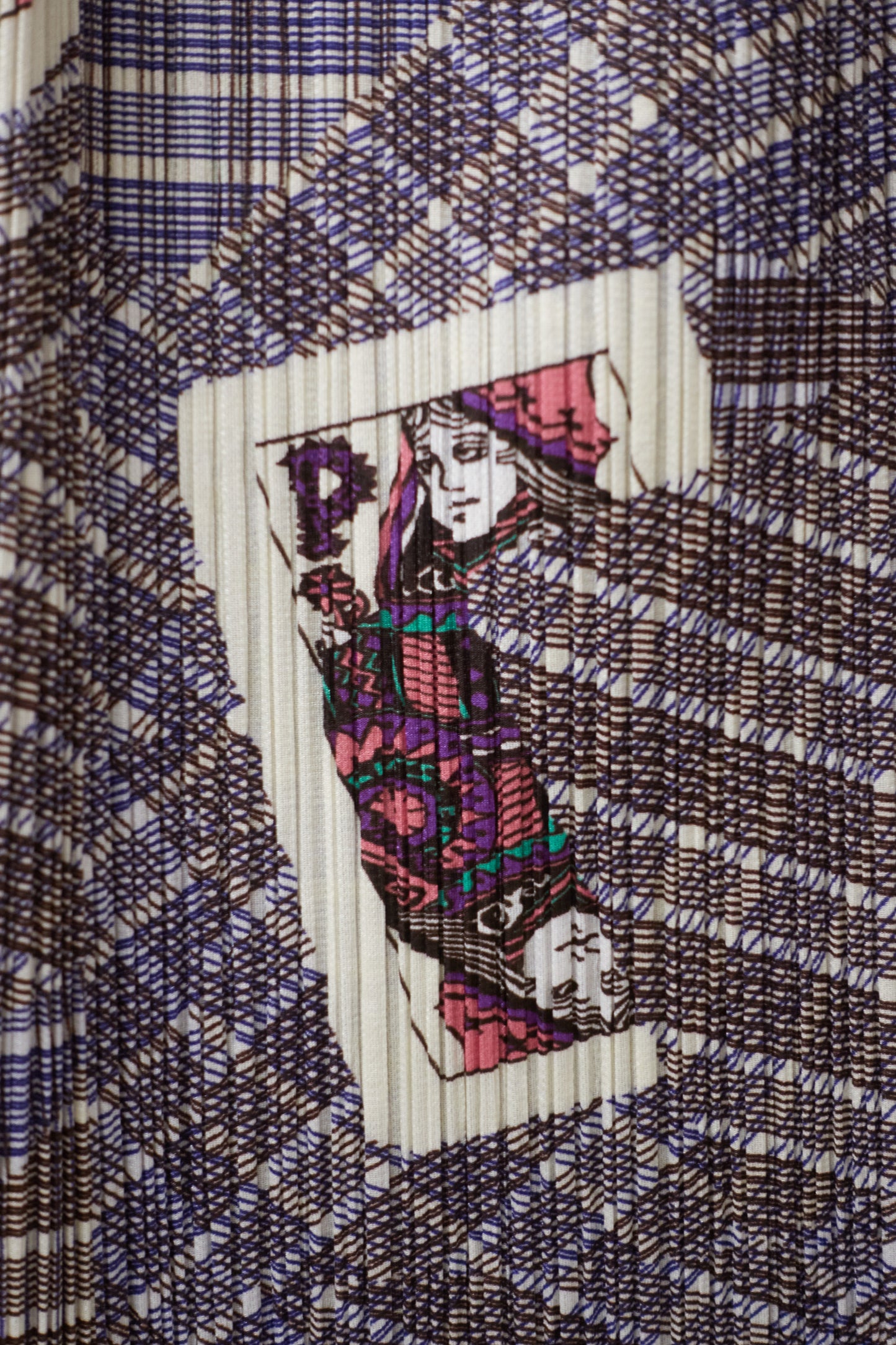 Issey Miyake Pleats Please playing card checked skirt