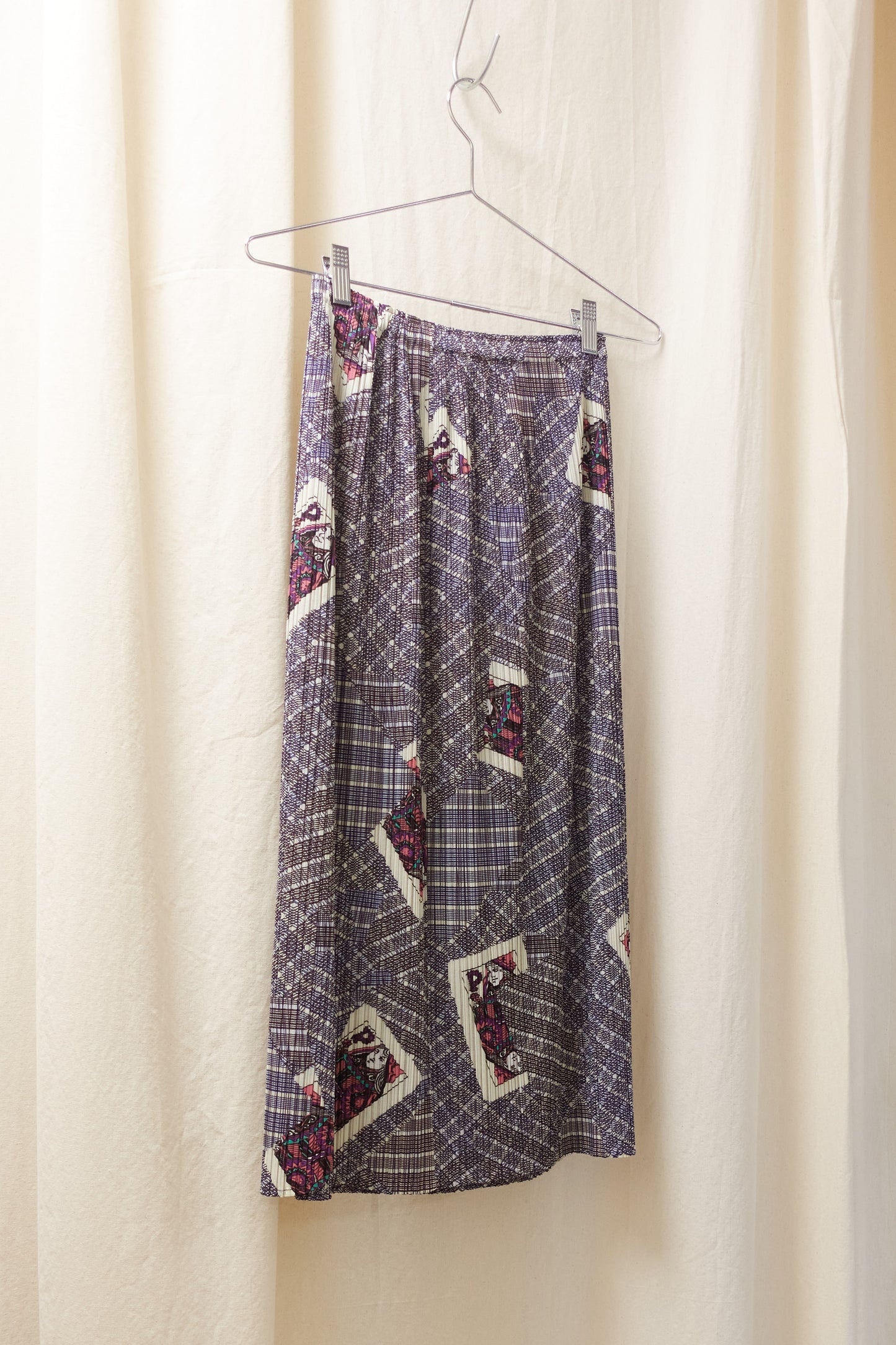 Issey Miyake Pleats Please playing card checked skirt