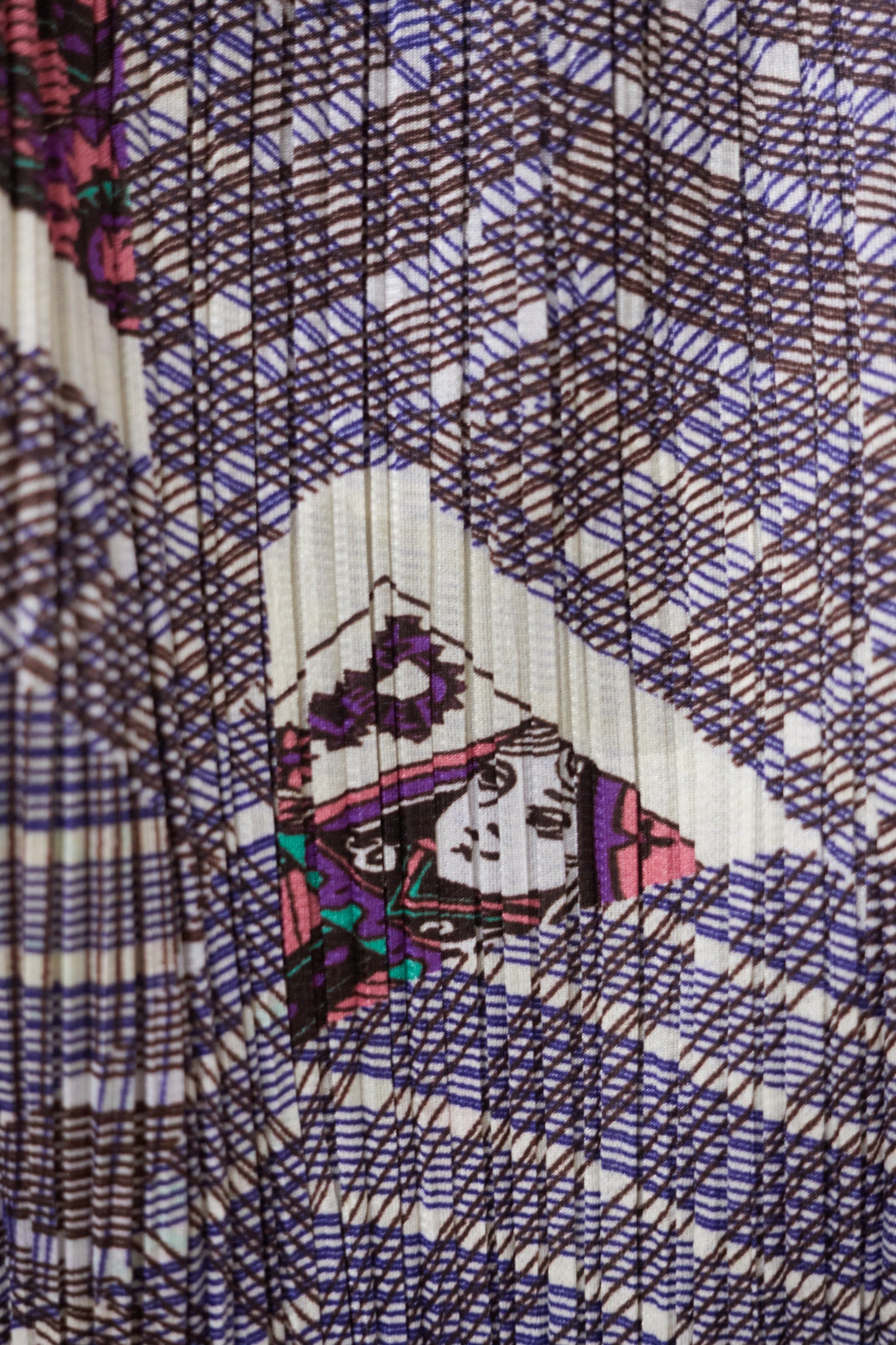 Issey Miyake Pleats Please playing card checked skirt