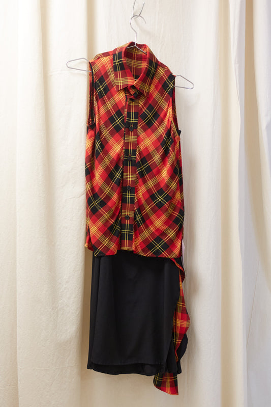 Yohji Yamamoto Noir plaid vest & skirt set