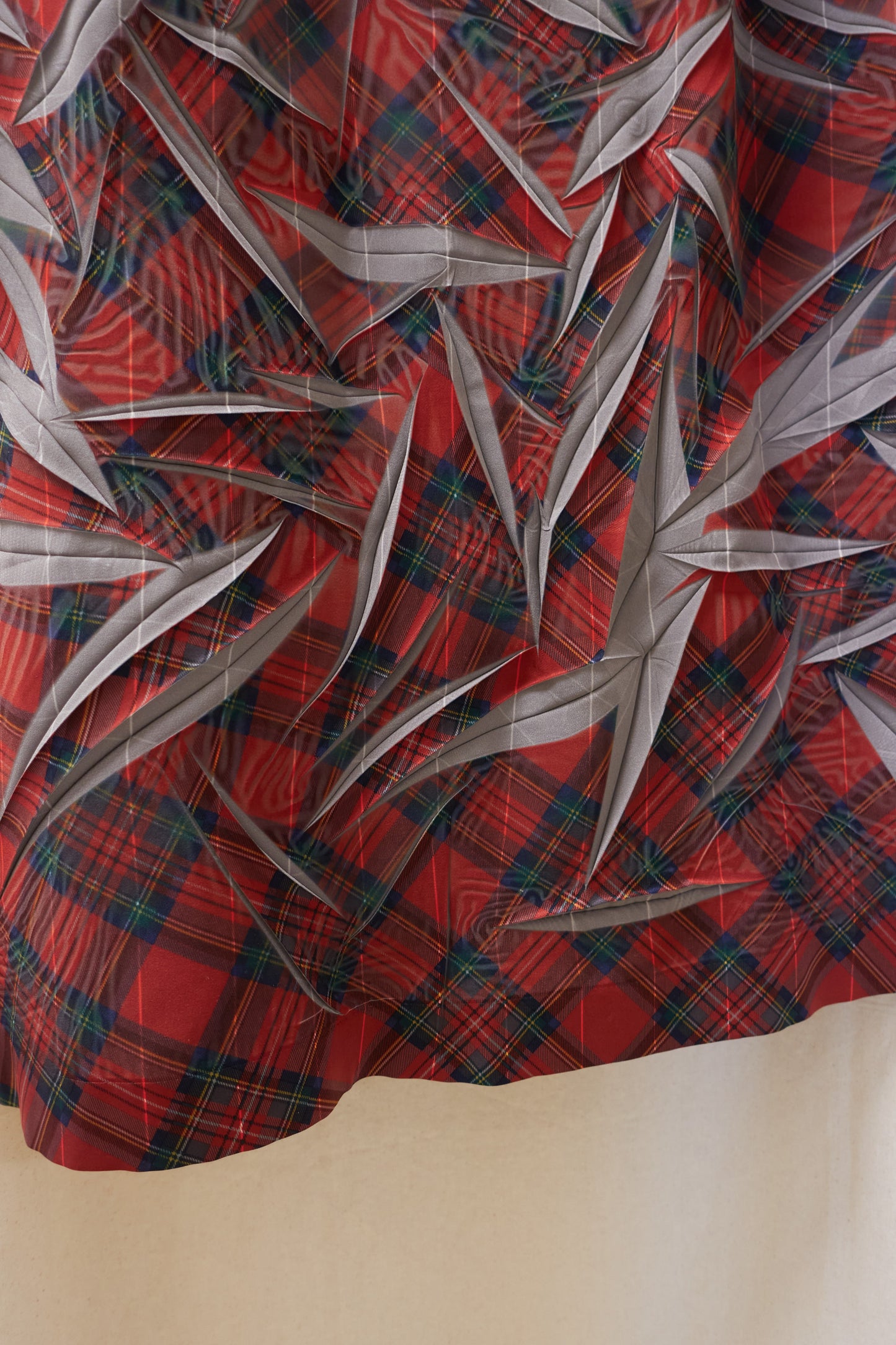 Yohji Yamamoto crease printed plaid skirt