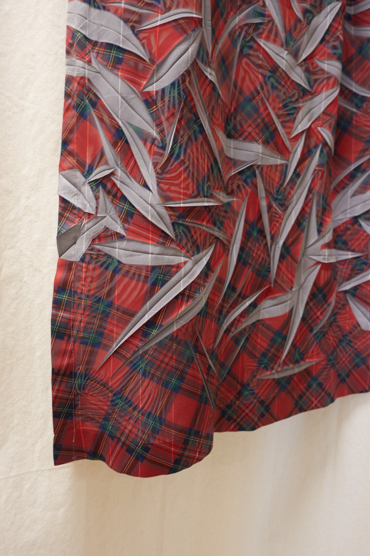 Yohji Yamamoto crease printed plaid skirt