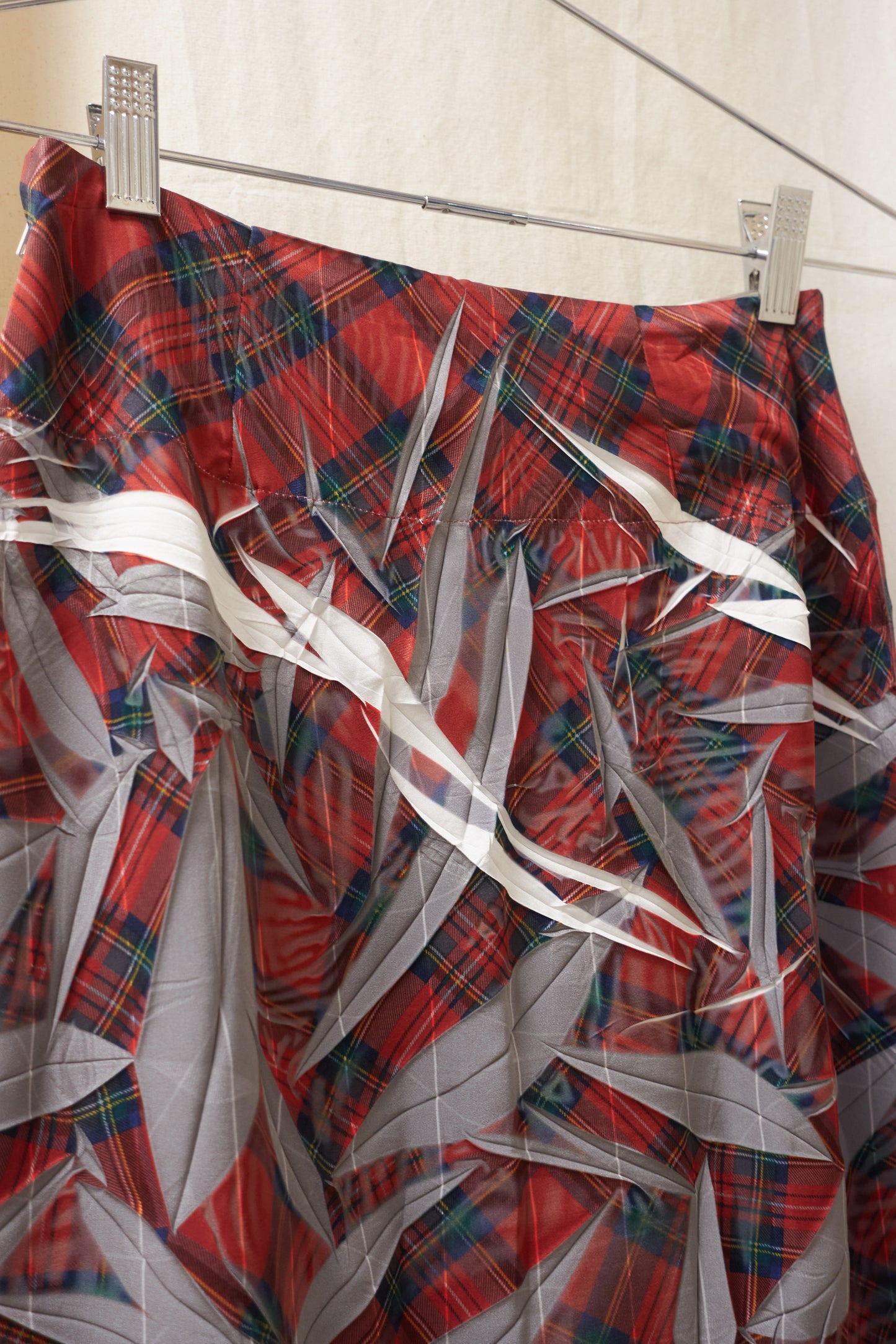 Yohji Yamamoto crease printed plaid skirt