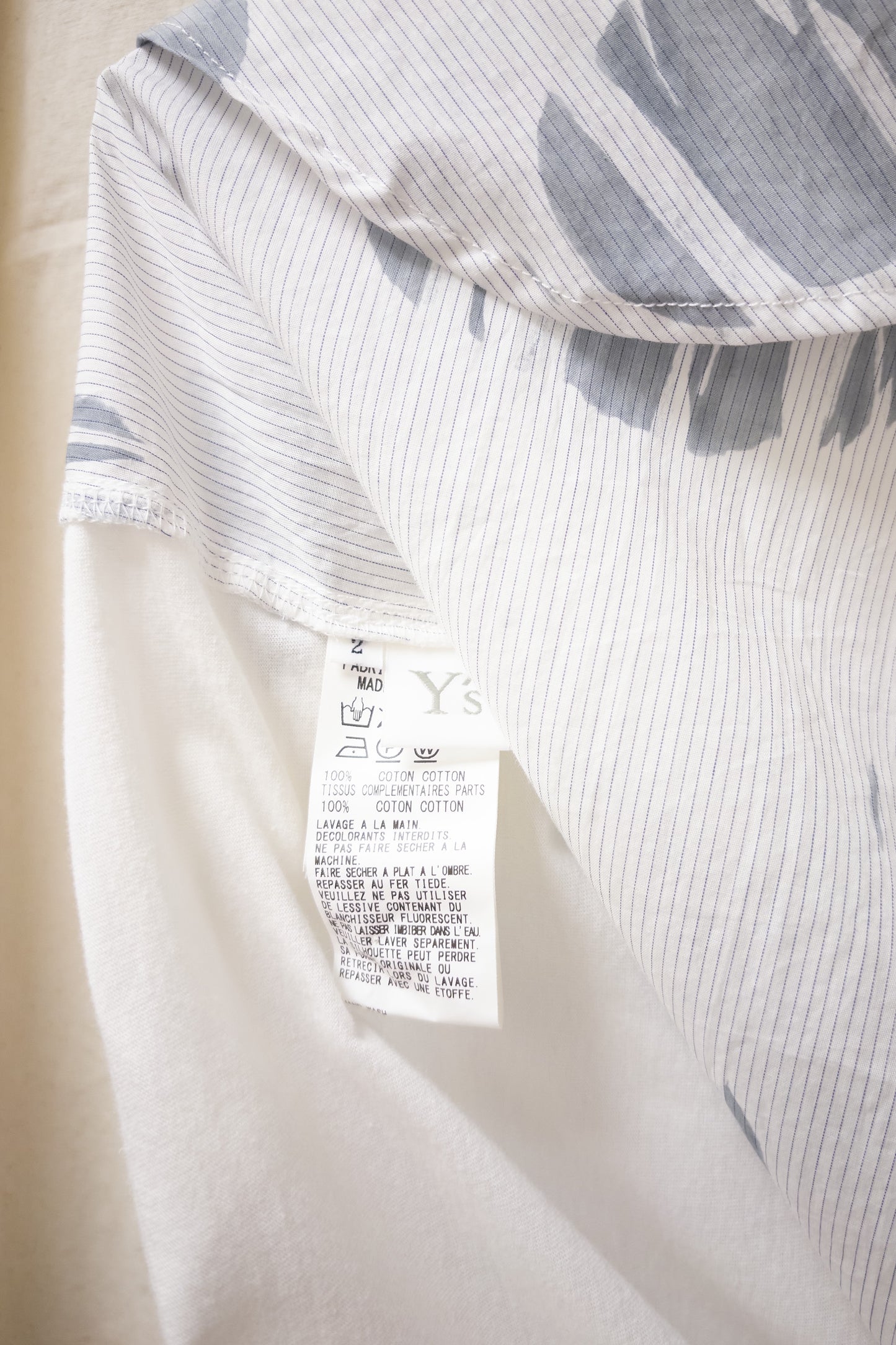 Y’s Yohji Yamamoto long singlet with crease print polka dot