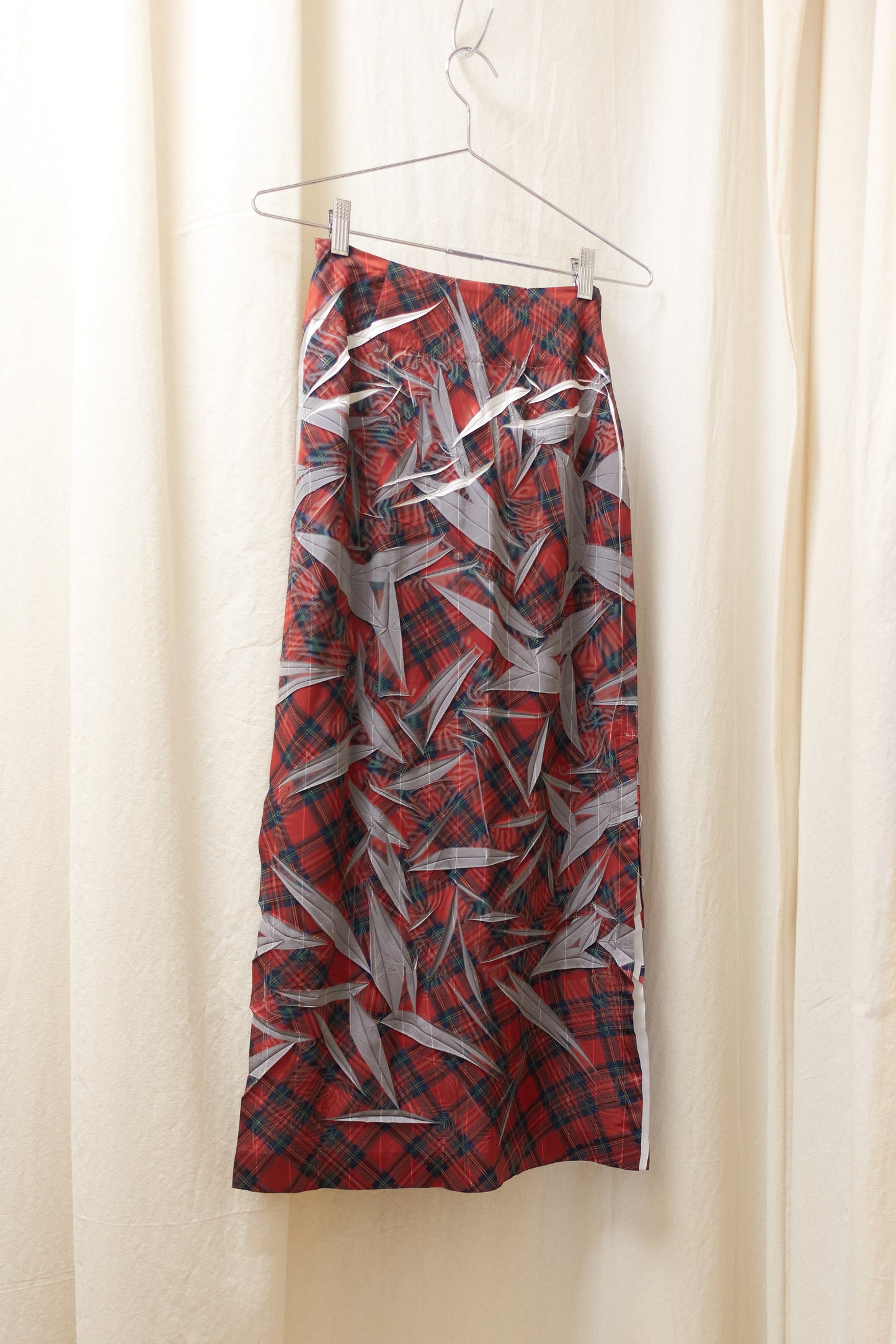 Yohji Yamamoto crease printed plaid skirt