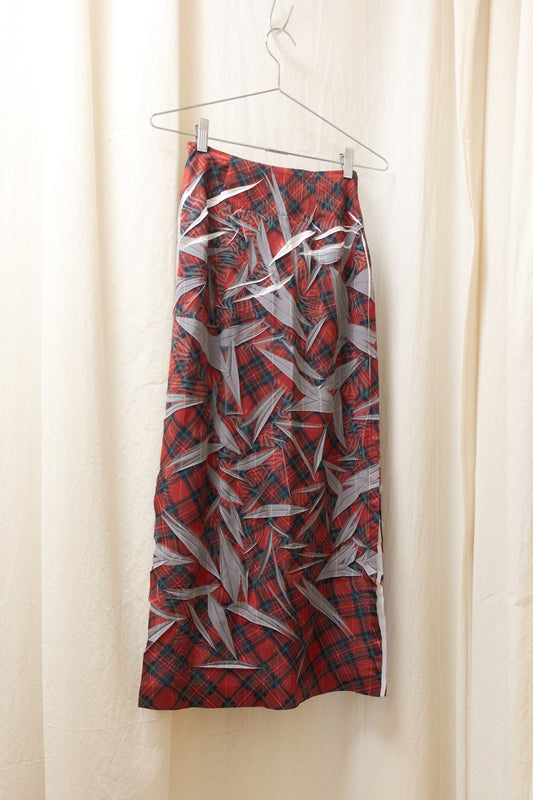 Yohji Yamamoto crease printed plaid skirt