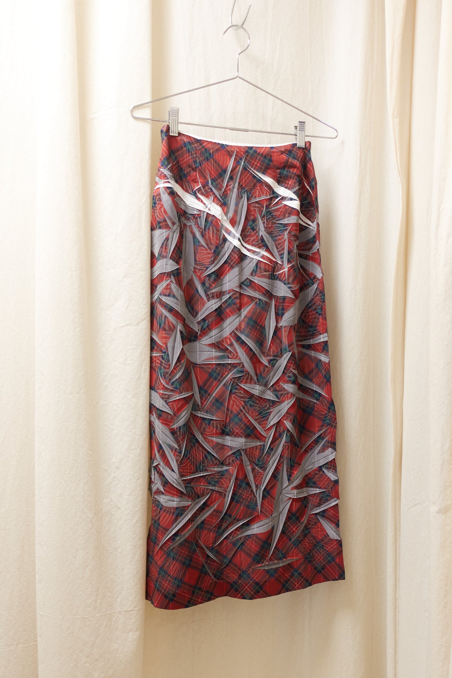 Yohji Yamamoto crease printed plaid skirt