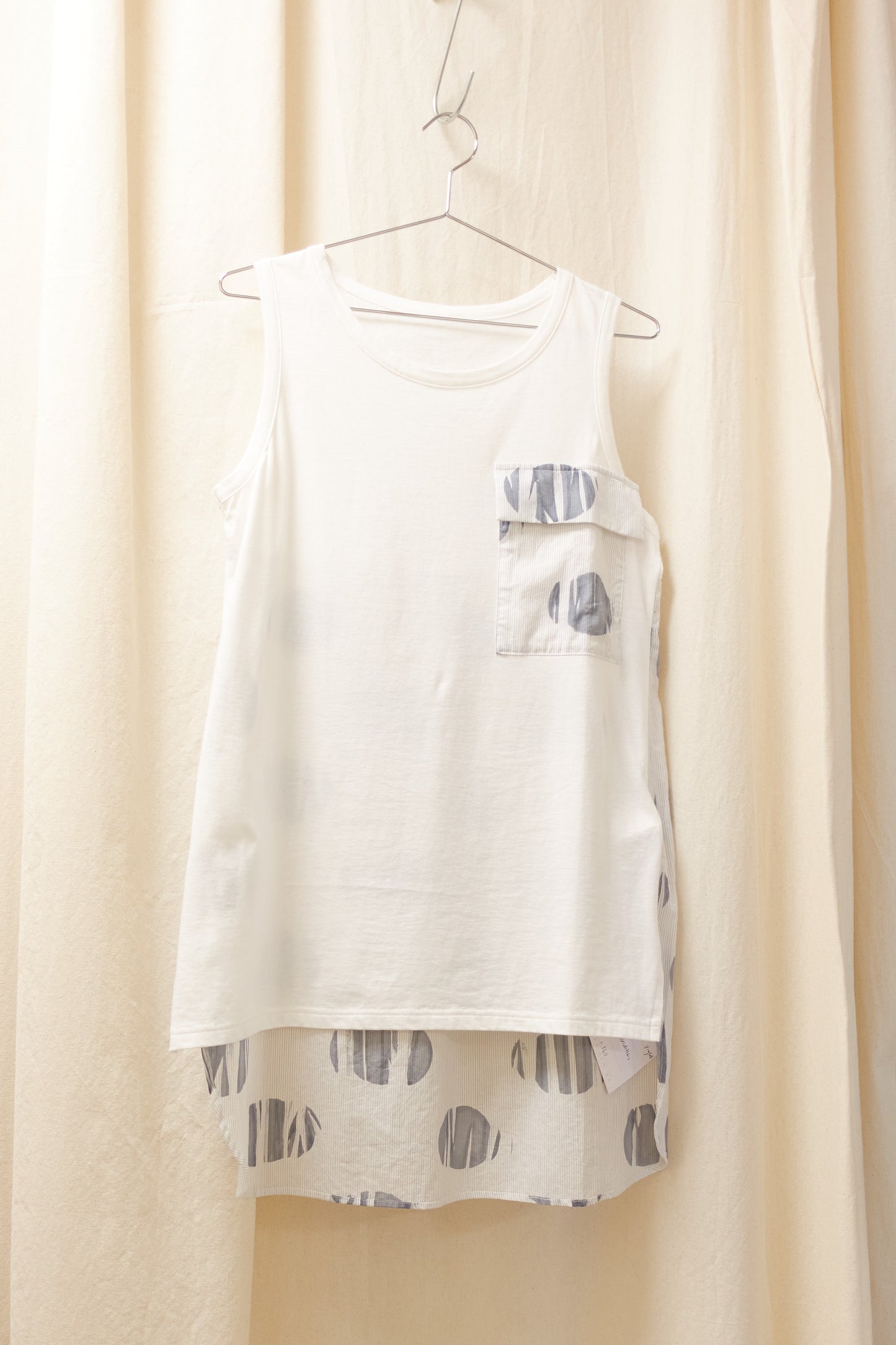 Y’s Yohji Yamamoto long singlet with crease print polka dot