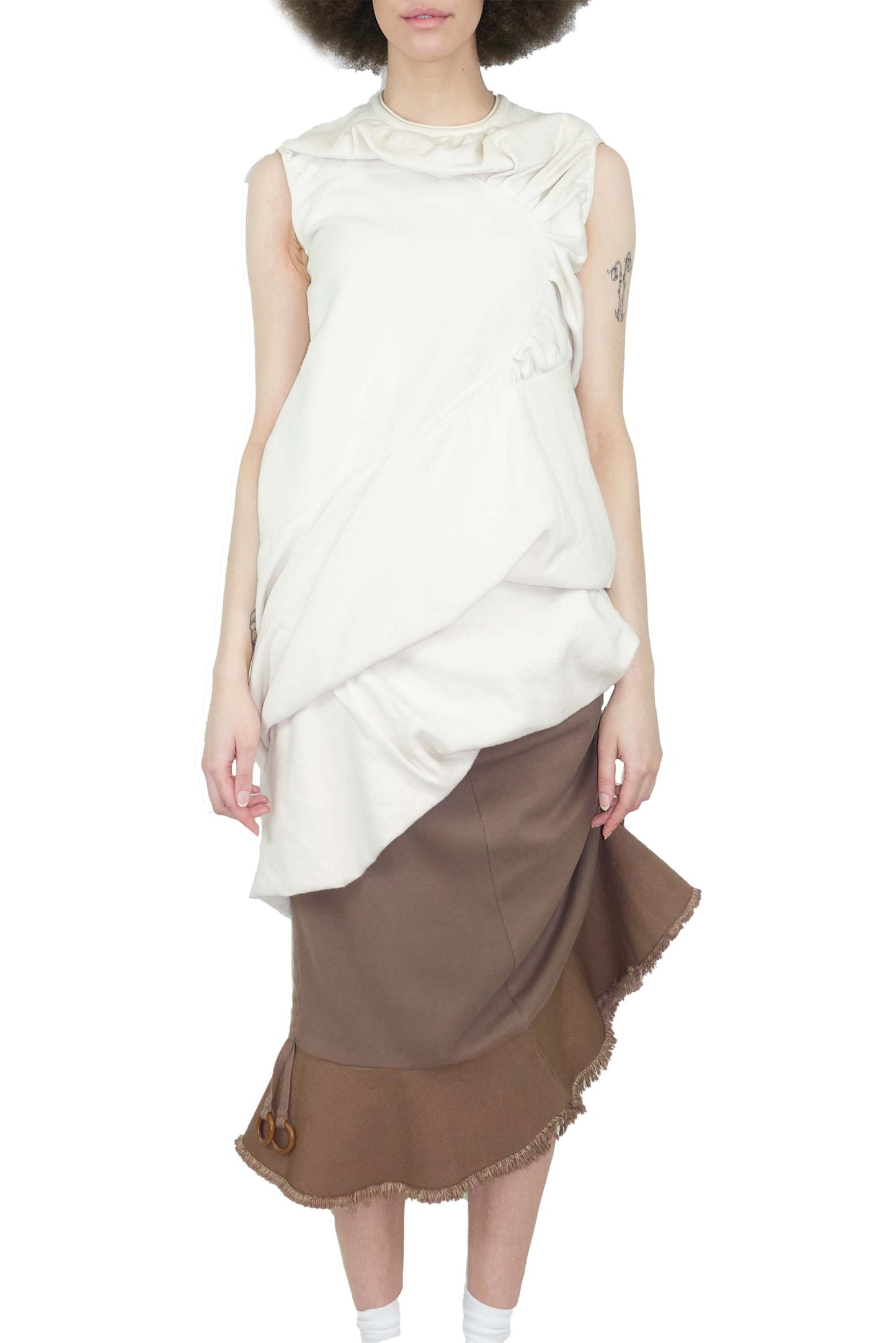 Rick Owens 3d drape brushed cotton dress